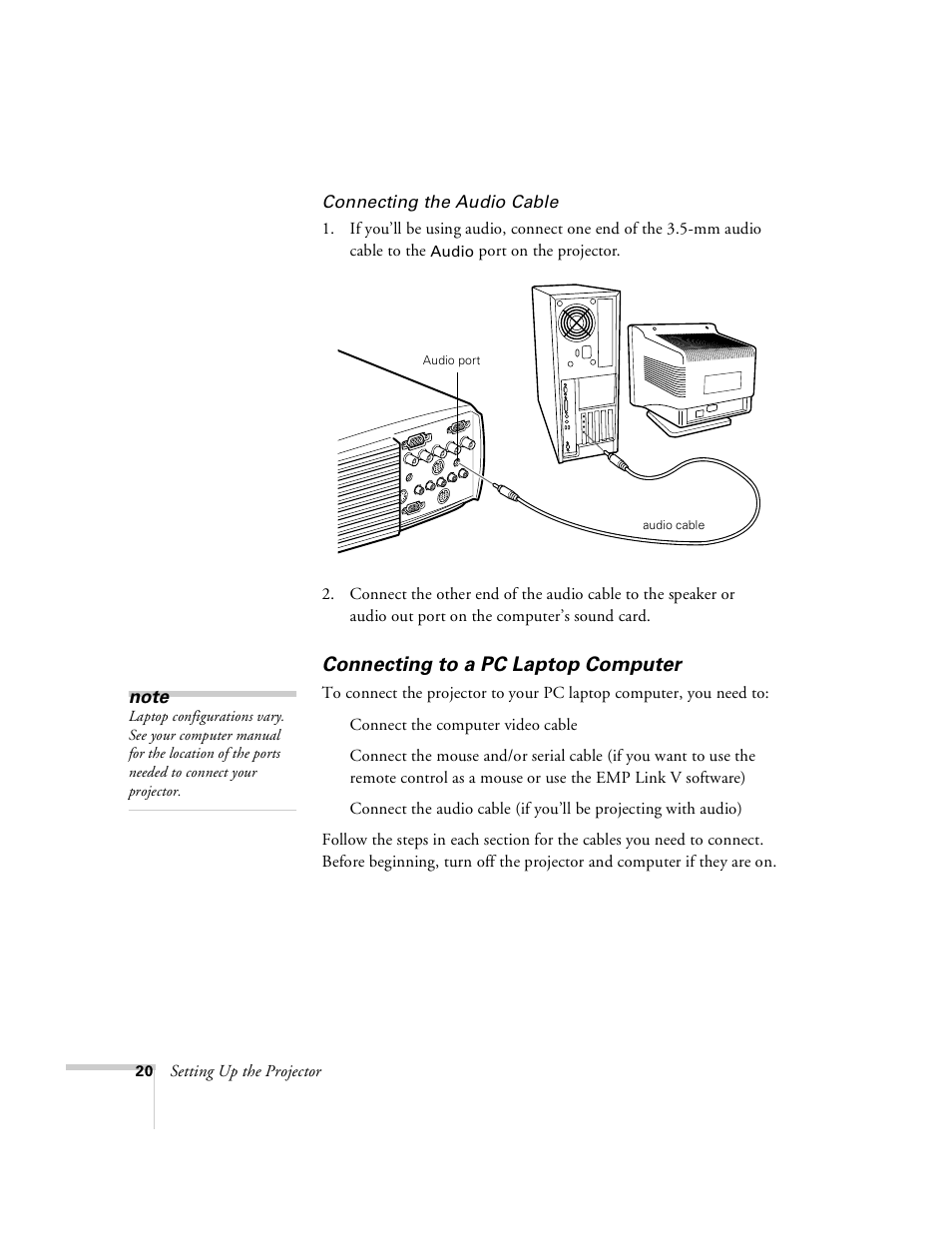 Connecting to a pc laptop computer | Epson 8100i User Manual | Page 26 / 120