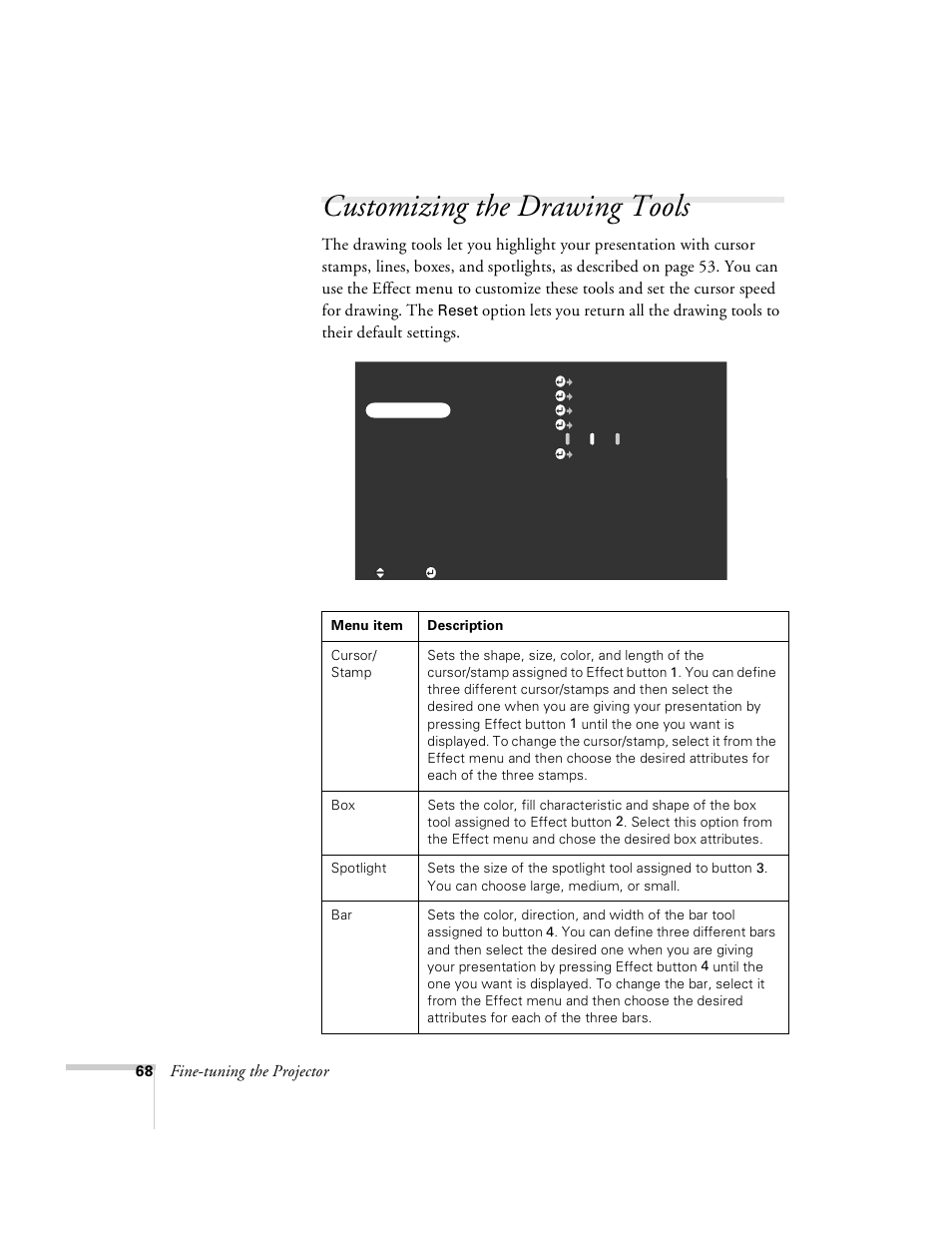 Customizing the drawing tools | Epson 8100i User Manual | Page 74 / 120