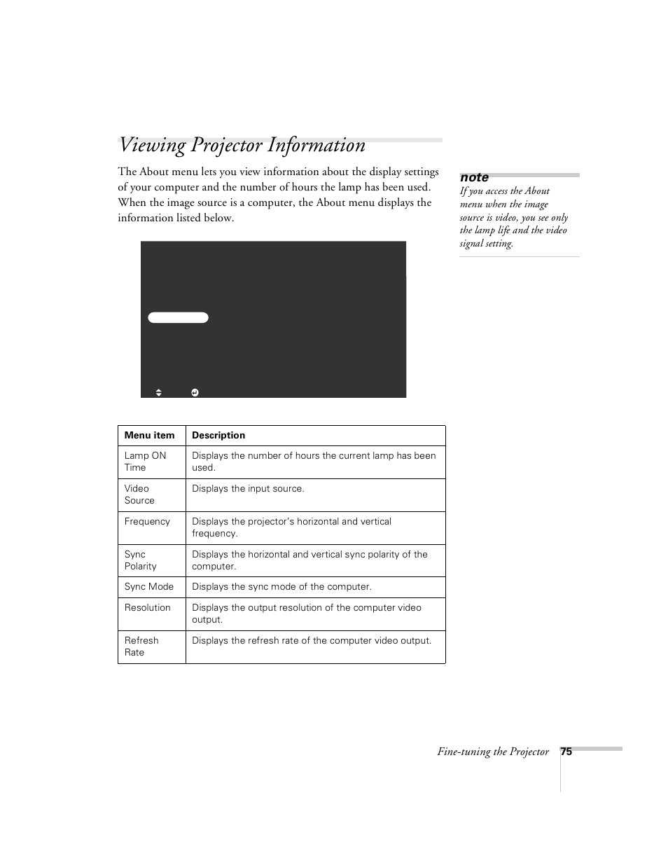 Viewing projector information | Epson 8100i User Manual | Page 81 / 120