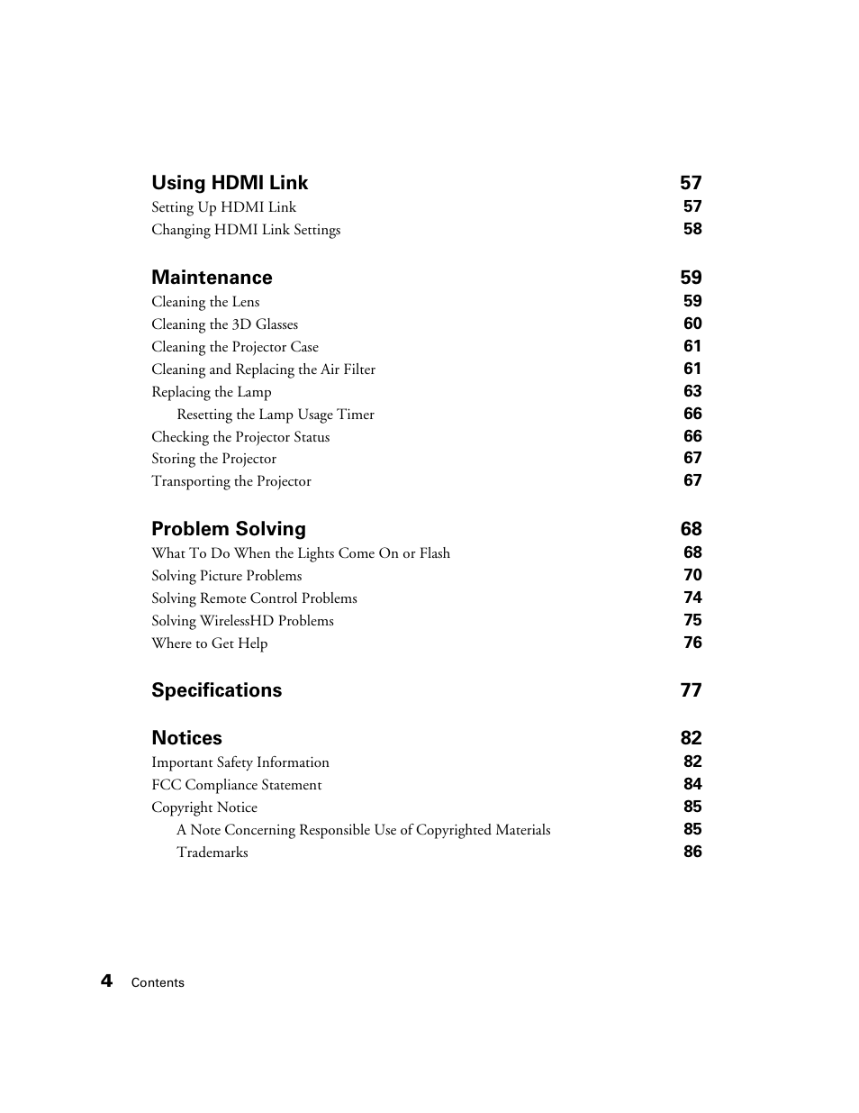 Epson POWERLITE 5010E User Manual | Page 4 / 86