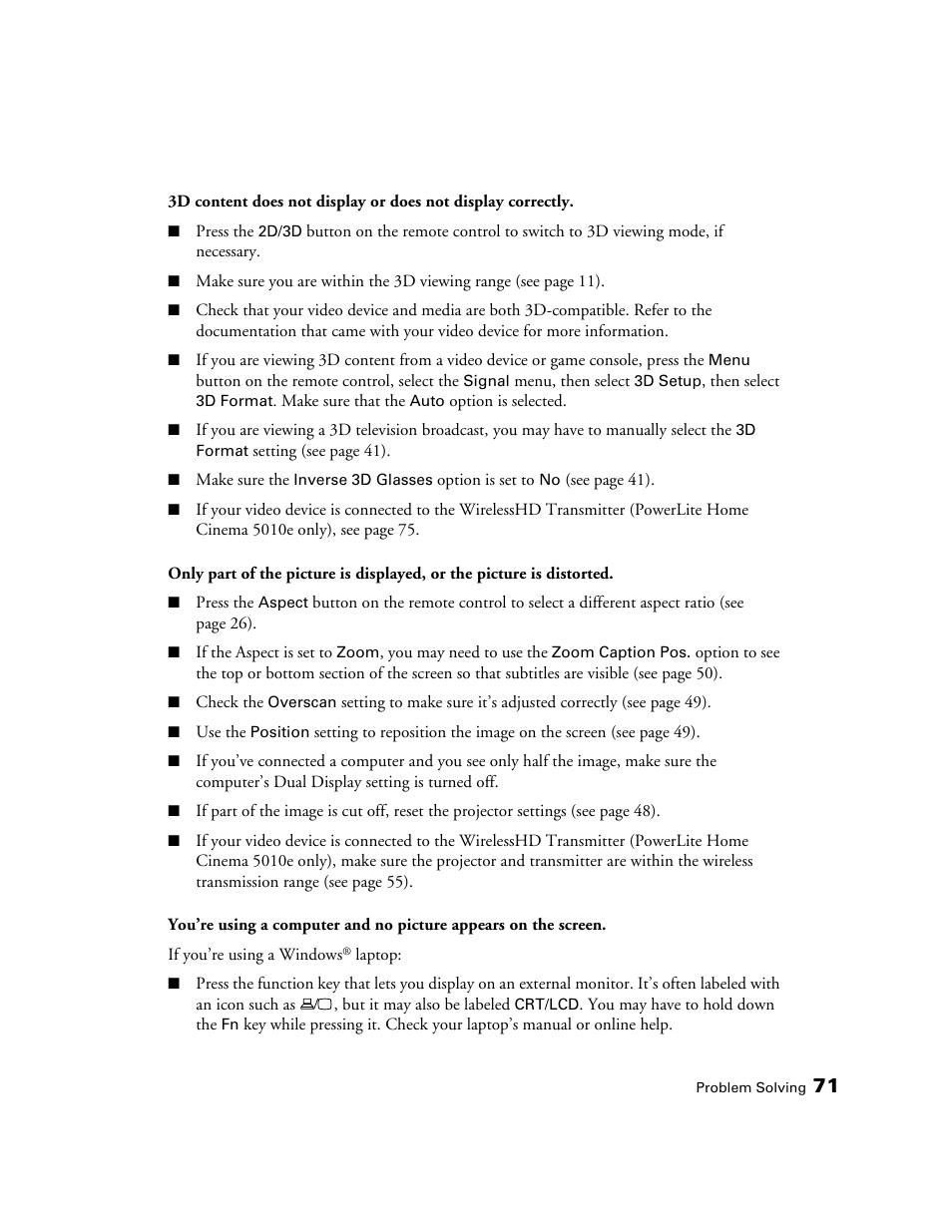 Epson POWERLITE 5010E User Manual | Page 71 / 86