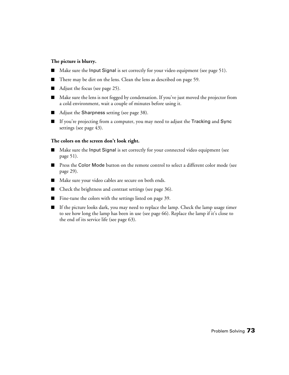 Epson POWERLITE 5010E User Manual | Page 73 / 86