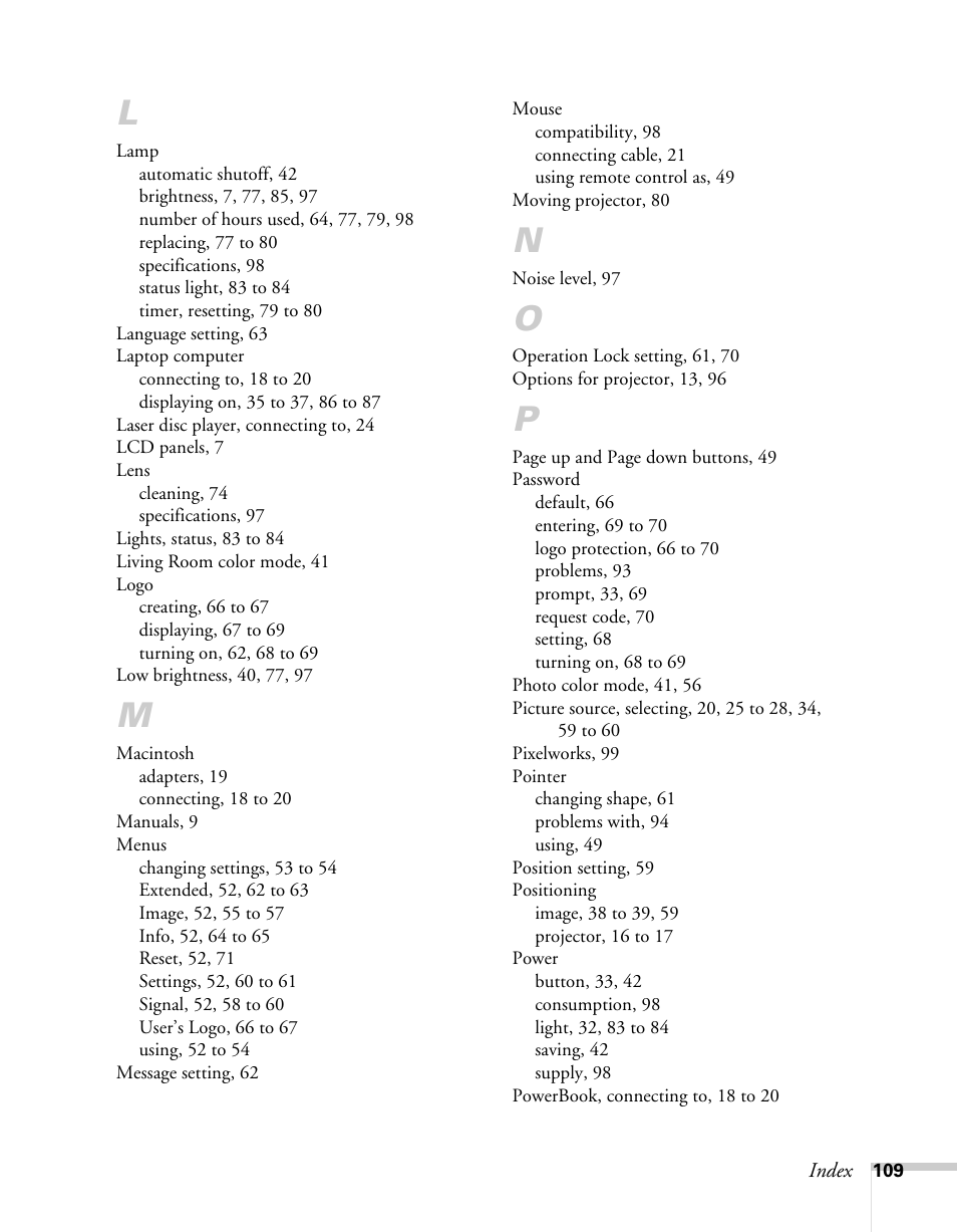 Epson 62c/82c User Manual | Page 109 / 113