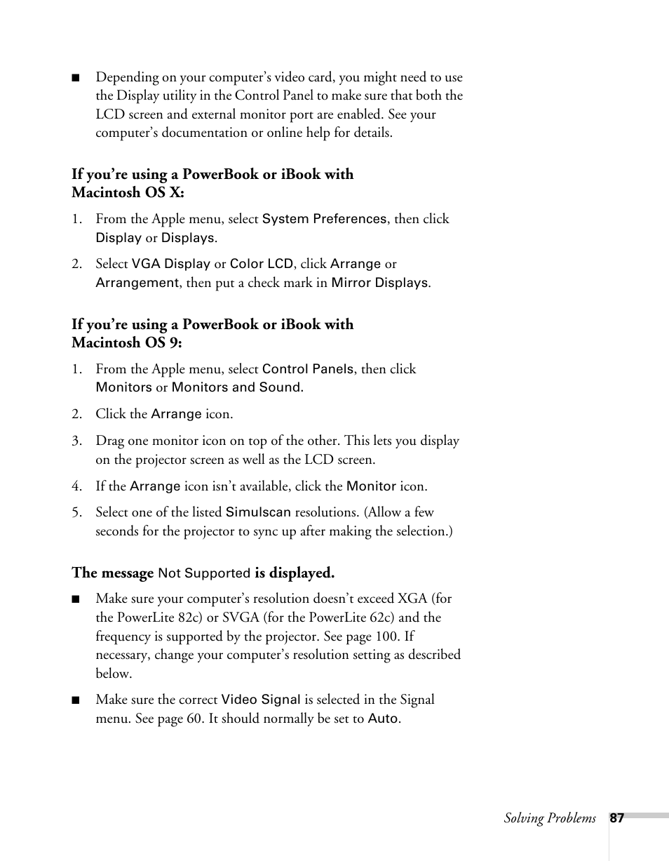 Epson 62c/82c User Manual | Page 87 / 113