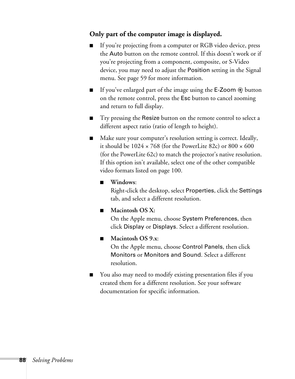 Epson 62c/82c User Manual | Page 88 / 113