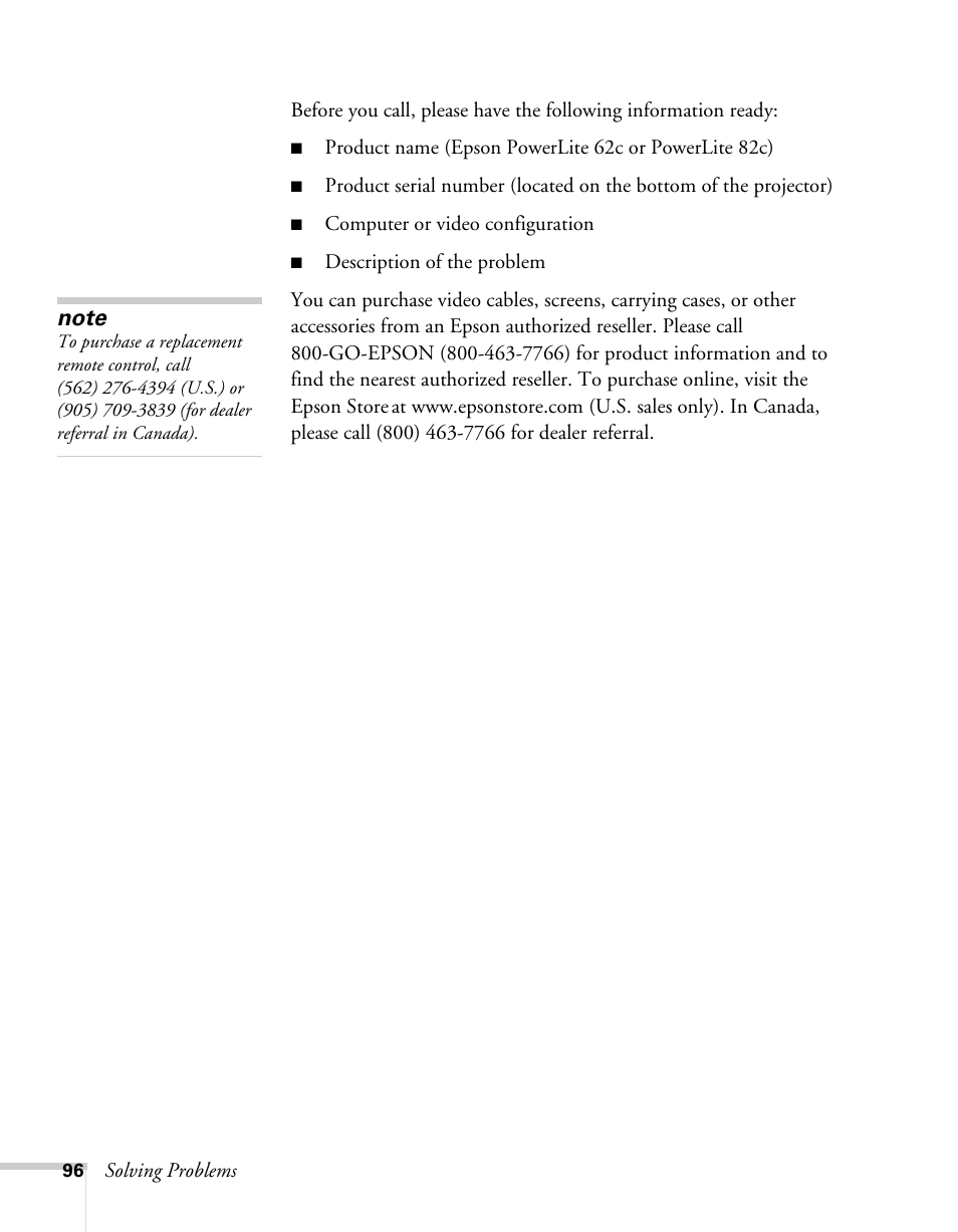 Epson 62c/82c User Manual | Page 96 / 113