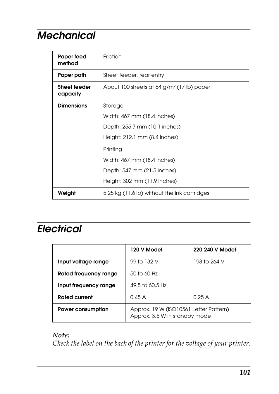 Mechanical, Electrical, Mechanical electrical | Epson 925 User Manual | Page 107 / 112