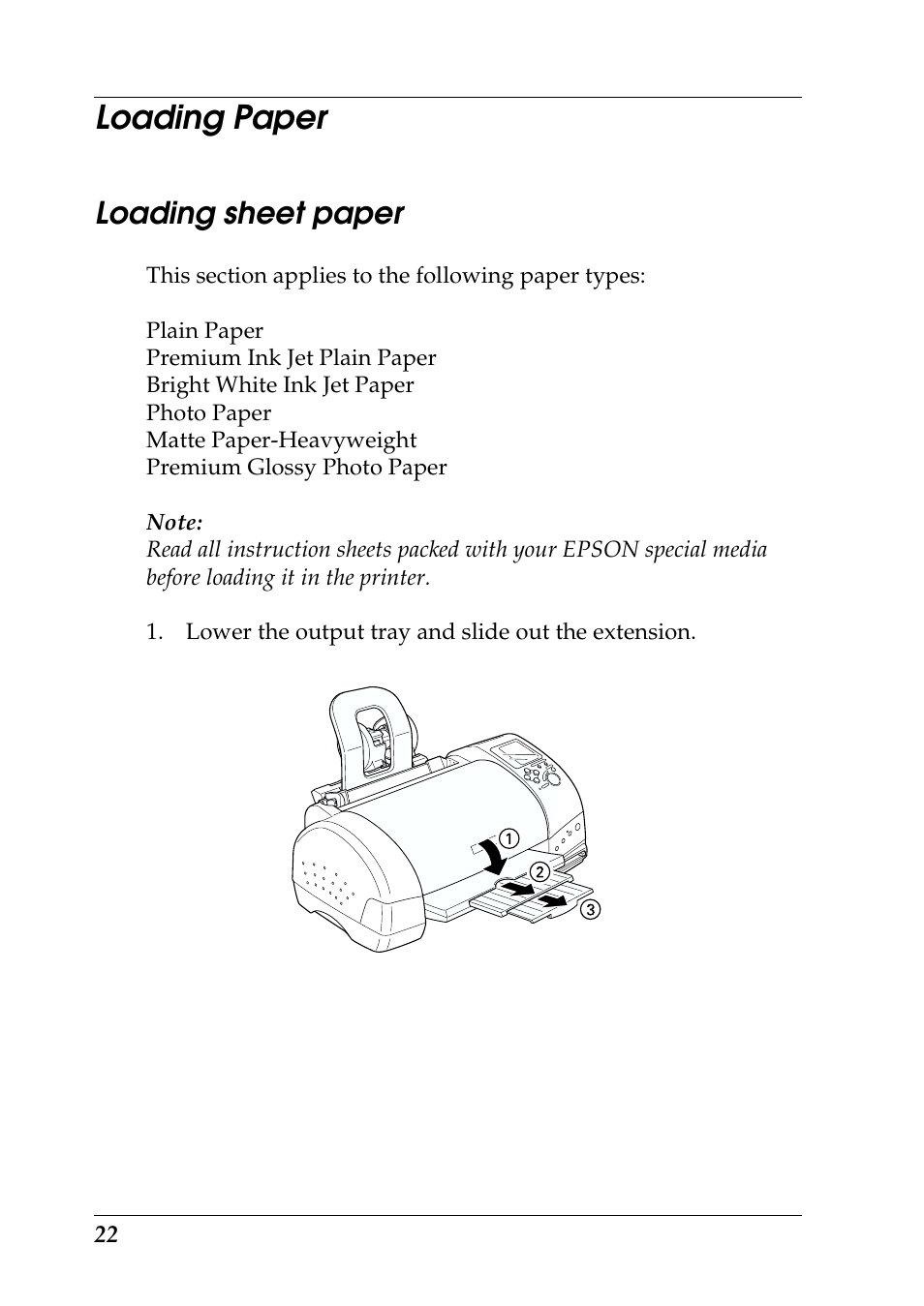 Loading paper, Loading sheet paper | Epson 925 User Manual | Page 28 / 112