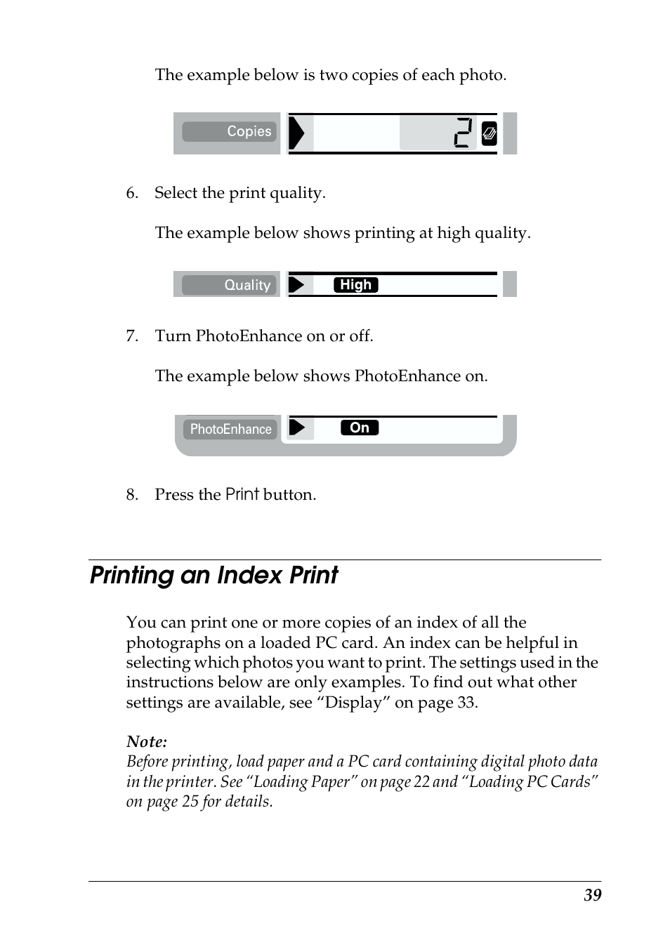 Printing an index print | Epson 925 User Manual | Page 45 / 112