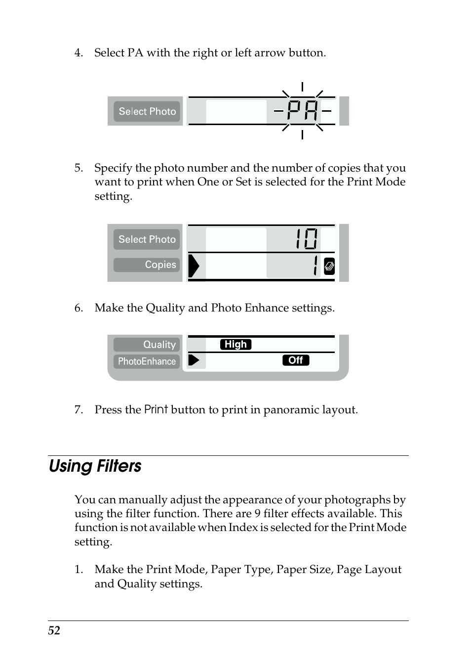 Using filters | Epson 925 User Manual | Page 58 / 112