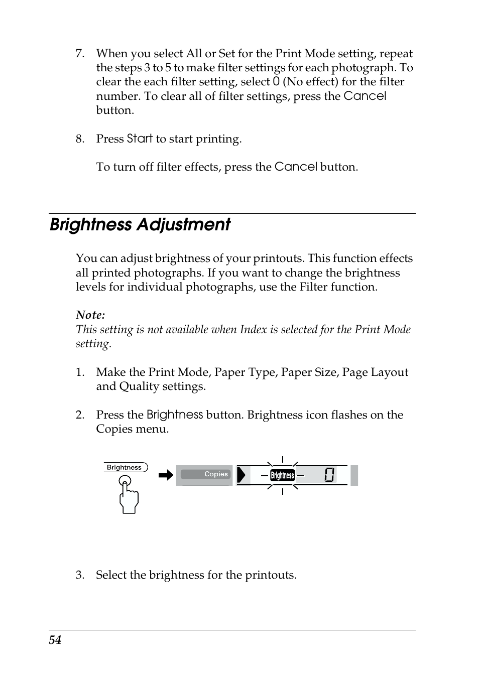 Brightness adjustment | Epson 925 User Manual | Page 60 / 112