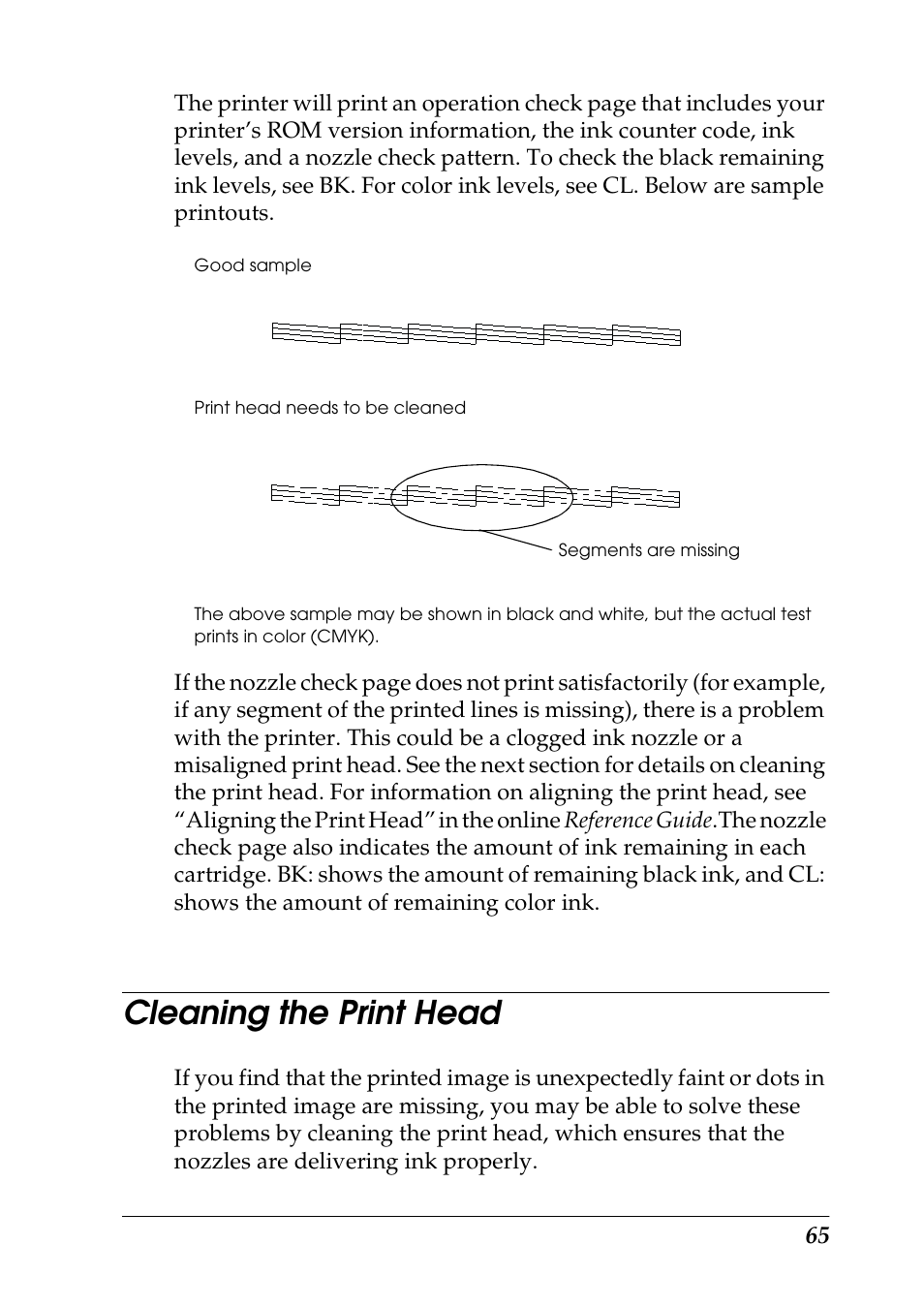 Cleaning the print head | Epson 925 User Manual | Page 71 / 112