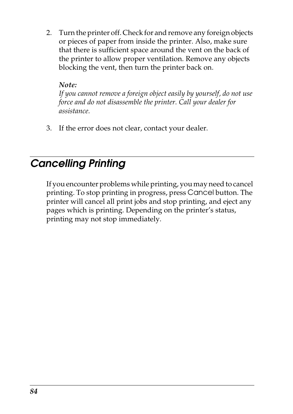 Cancelling printing | Epson 925 User Manual | Page 90 / 112