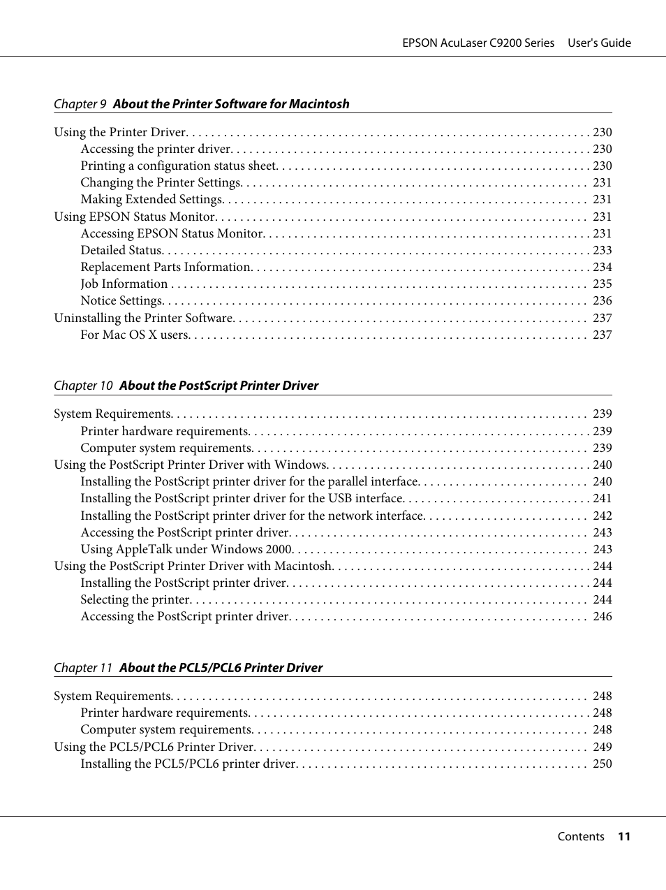 Epson AcuLaser C9200 Series User Manual | Page 11 / 271