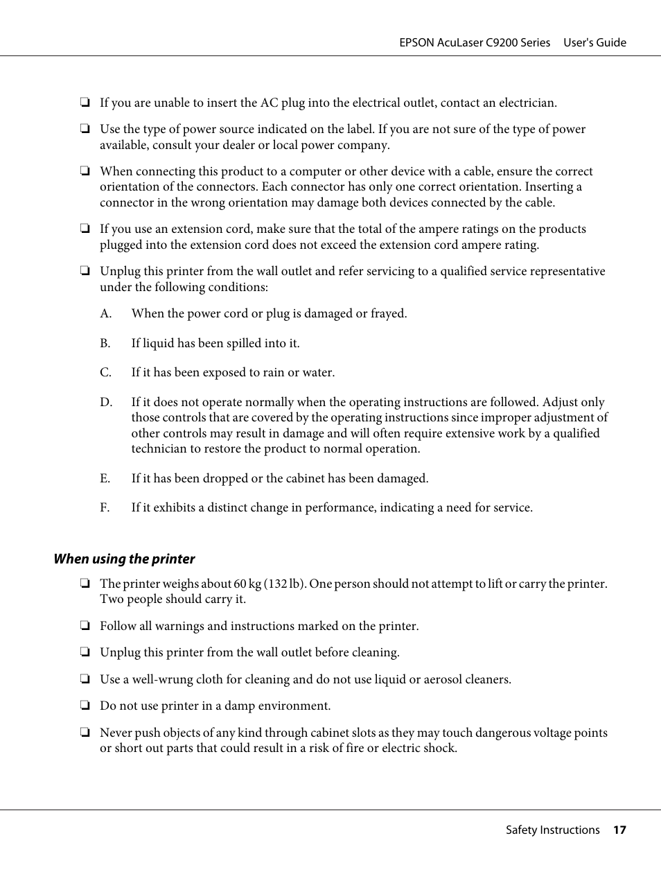 Epson AcuLaser C9200 Series User Manual | Page 17 / 271