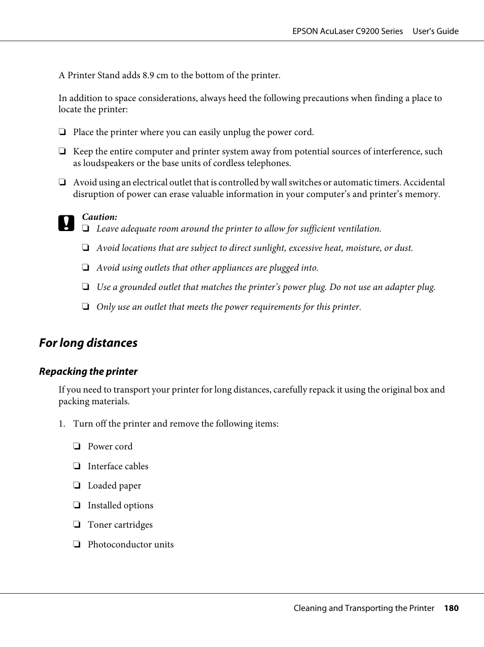 For long distances | Epson AcuLaser C9200 Series User Manual | Page 180 / 271