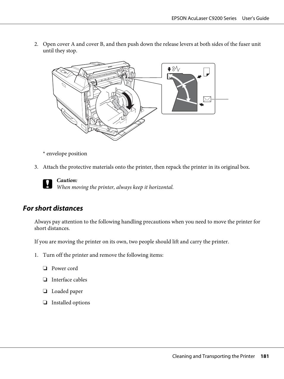 For short distances | Epson AcuLaser C9200 Series User Manual | Page 181 / 271