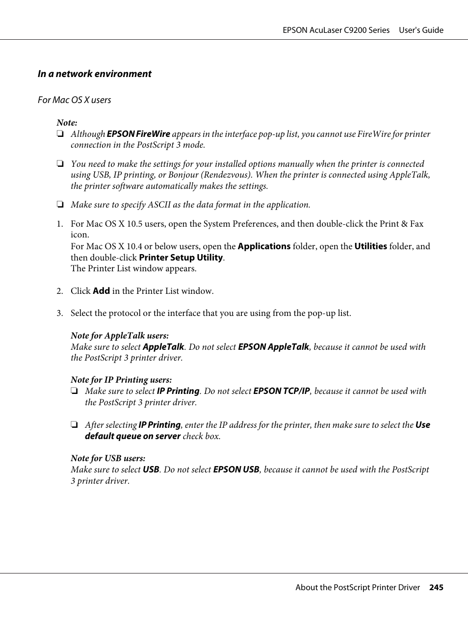 Epson AcuLaser C9200 Series User Manual | Page 245 / 271