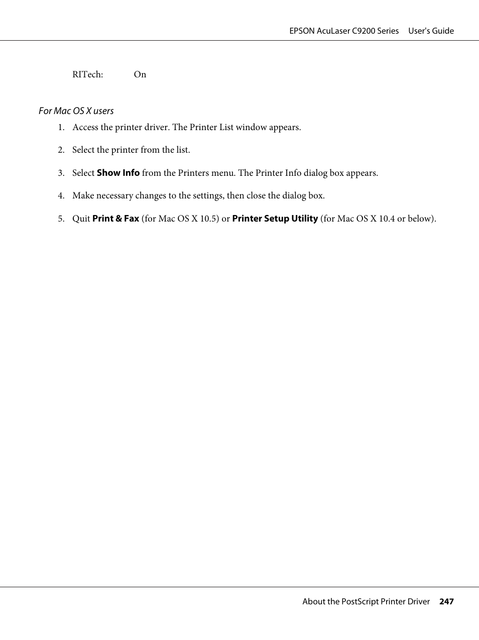 Epson AcuLaser C9200 Series User Manual | Page 247 / 271