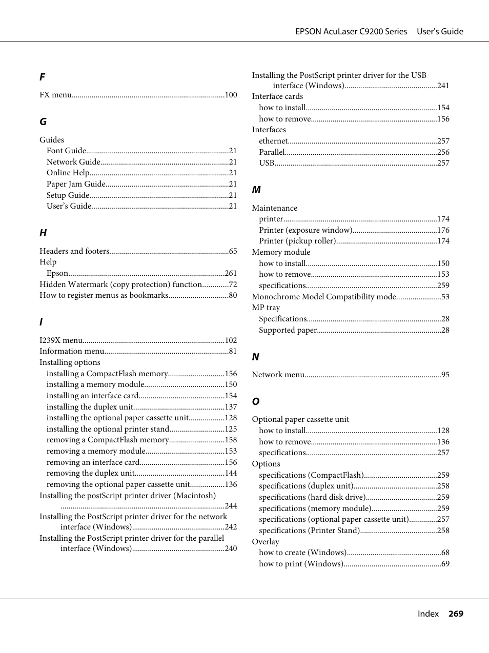 Epson AcuLaser C9200 Series User Manual | Page 269 / 271