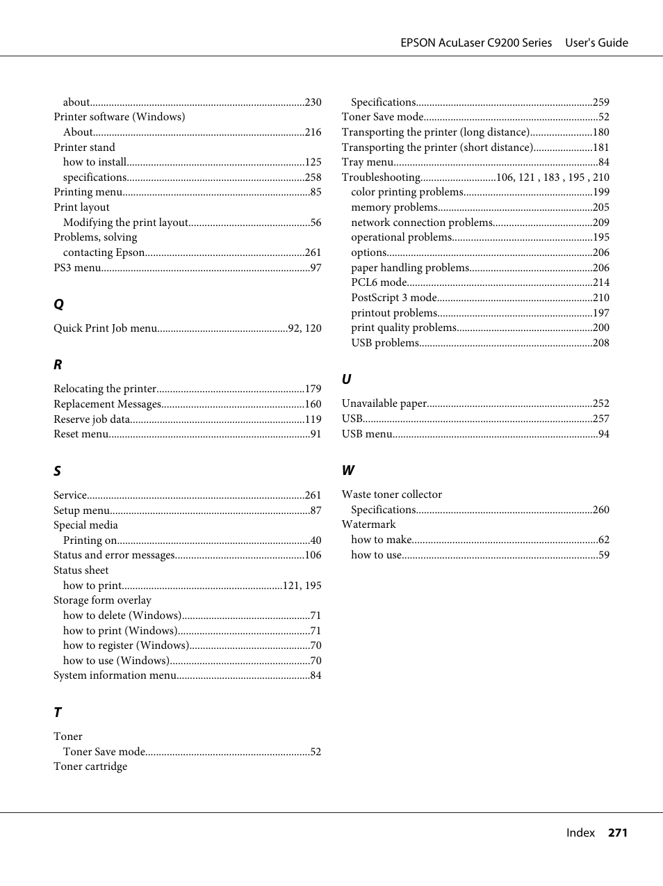Epson AcuLaser C9200 Series User Manual | Page 271 / 271