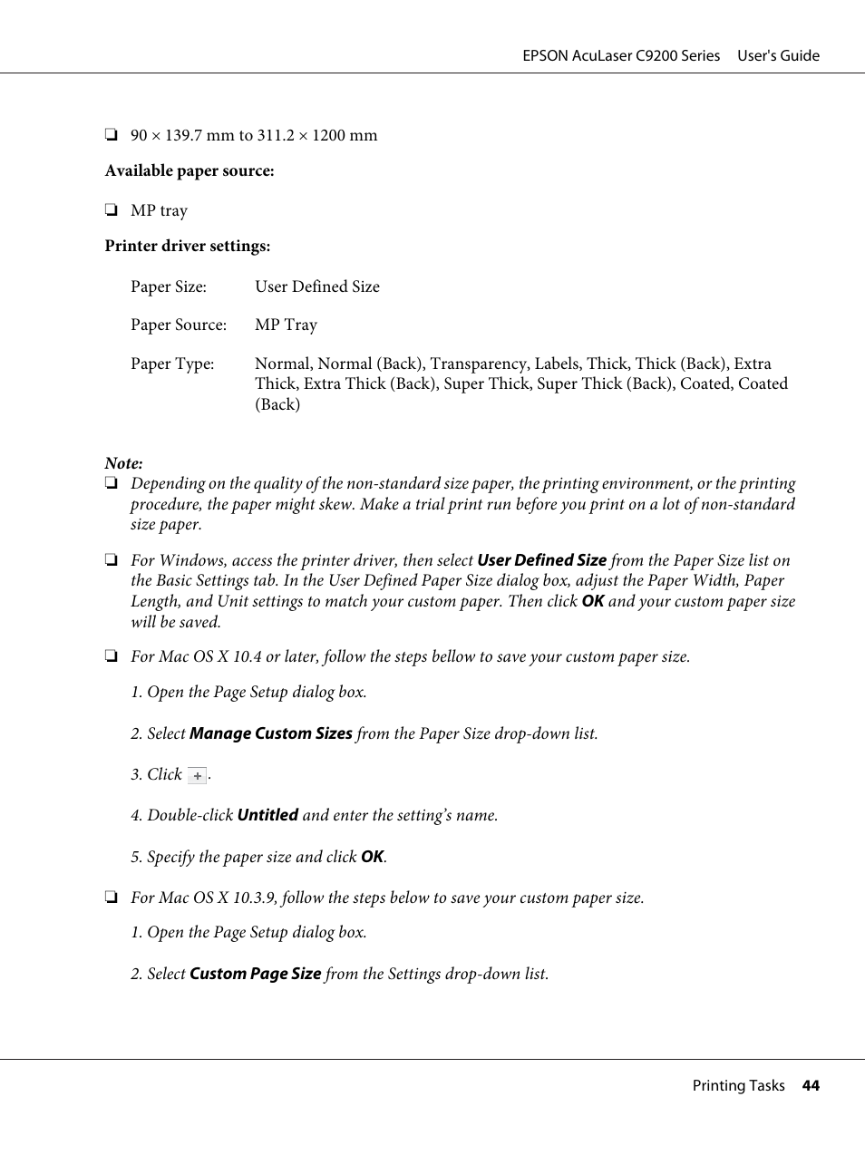 Epson AcuLaser C9200 Series User Manual | Page 44 / 271