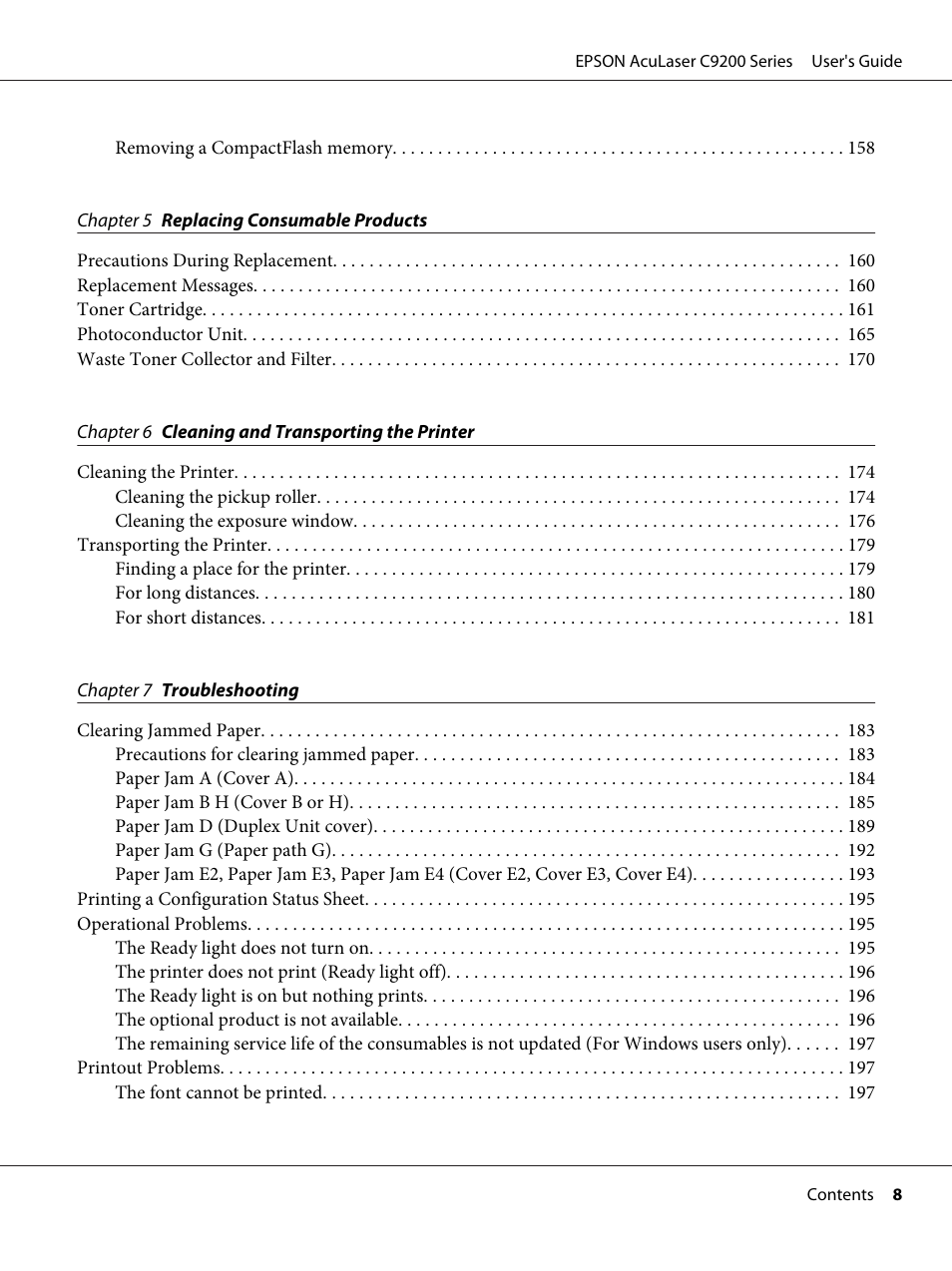 Epson AcuLaser C9200 Series User Manual | Page 8 / 271