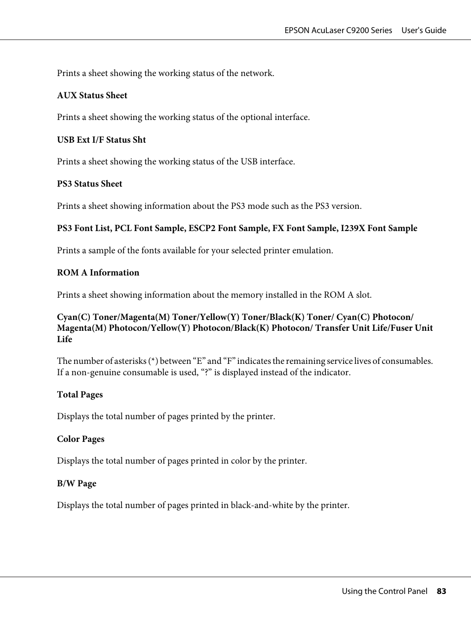 Epson AcuLaser C9200 Series User Manual | Page 83 / 271
