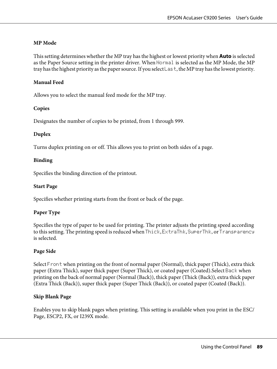 Epson AcuLaser C9200 Series User Manual | Page 89 / 271