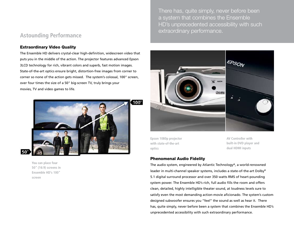 Astounding performance | Epson Ensemble HD 1080p User Manual | Page 8 / 20