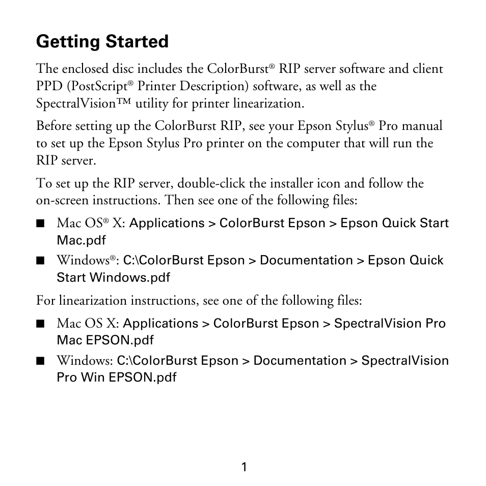 Getting started | Epson 3880 User Manual | Page 2 / 14