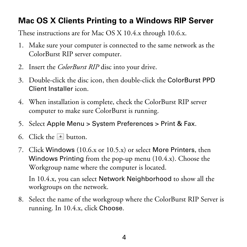 Mac os x clients printing to a windows rip server | Epson 3880 User Manual | Page 5 / 14