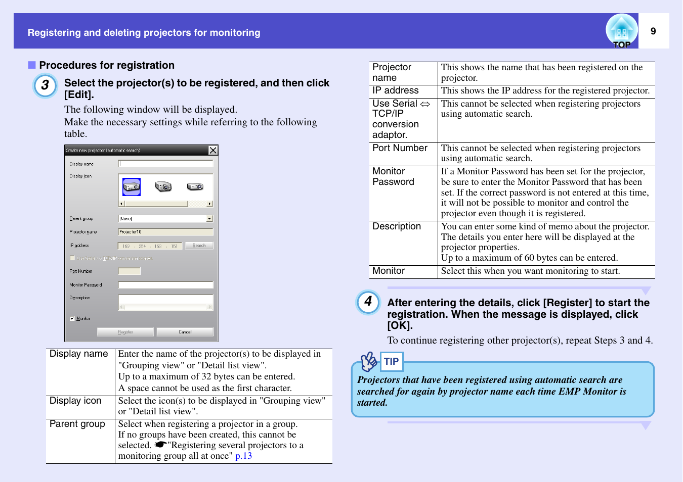 Procedures for registration | Epson V4.21 User Manual | Page 10 / 35