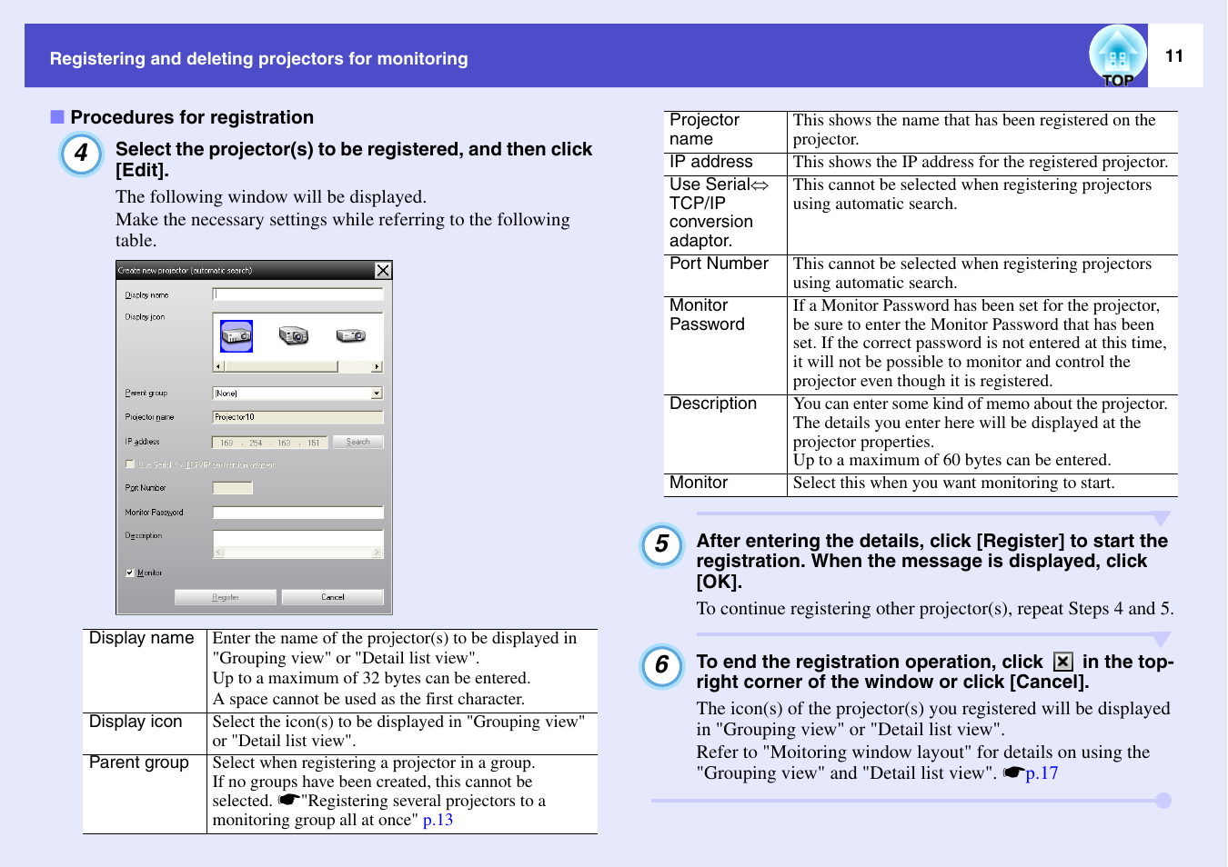 Procedures for registration | Epson V4.21 User Manual | Page 12 / 35