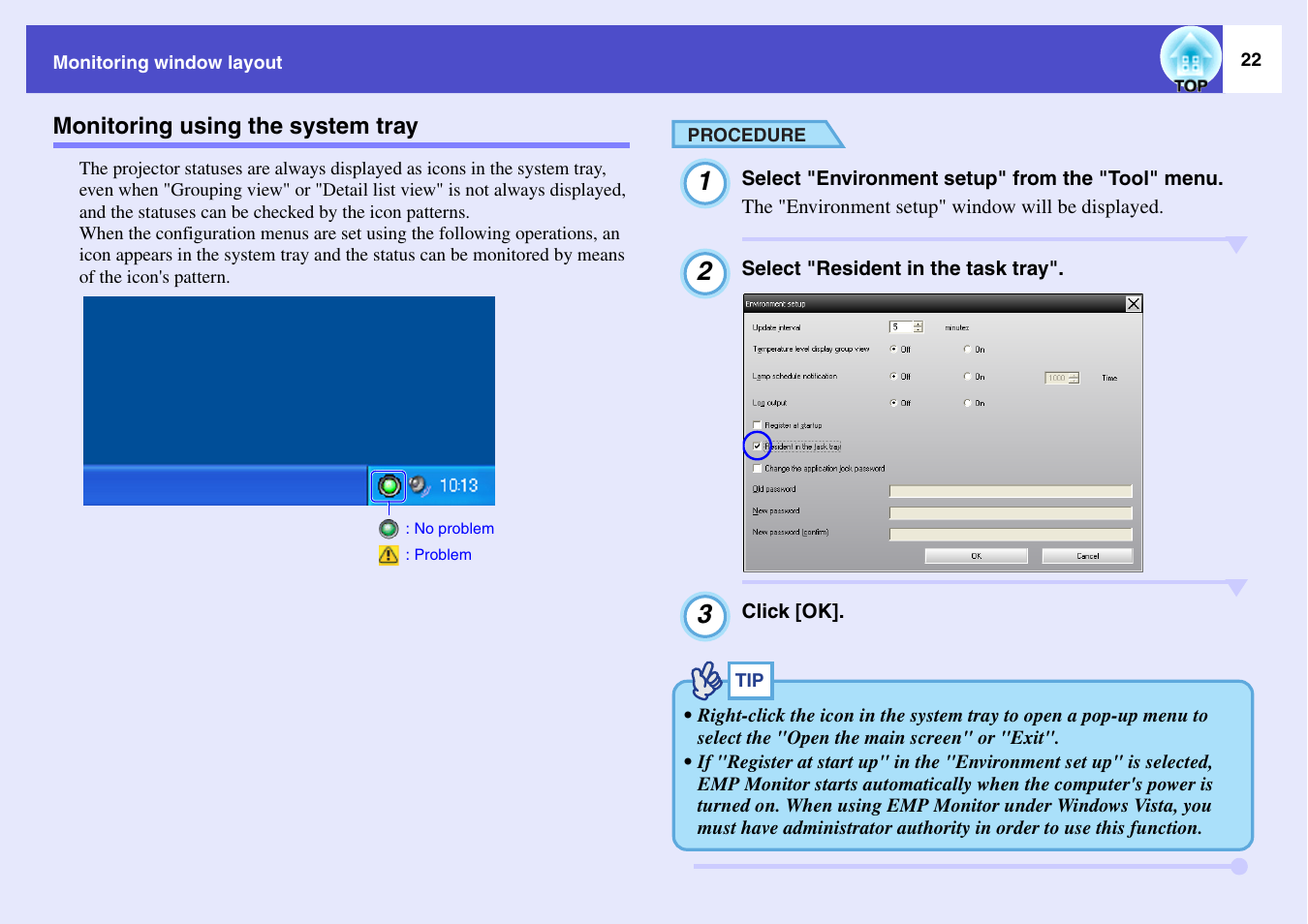 Monitoring using the system tray | Epson V4.21 User Manual | Page 23 / 35
