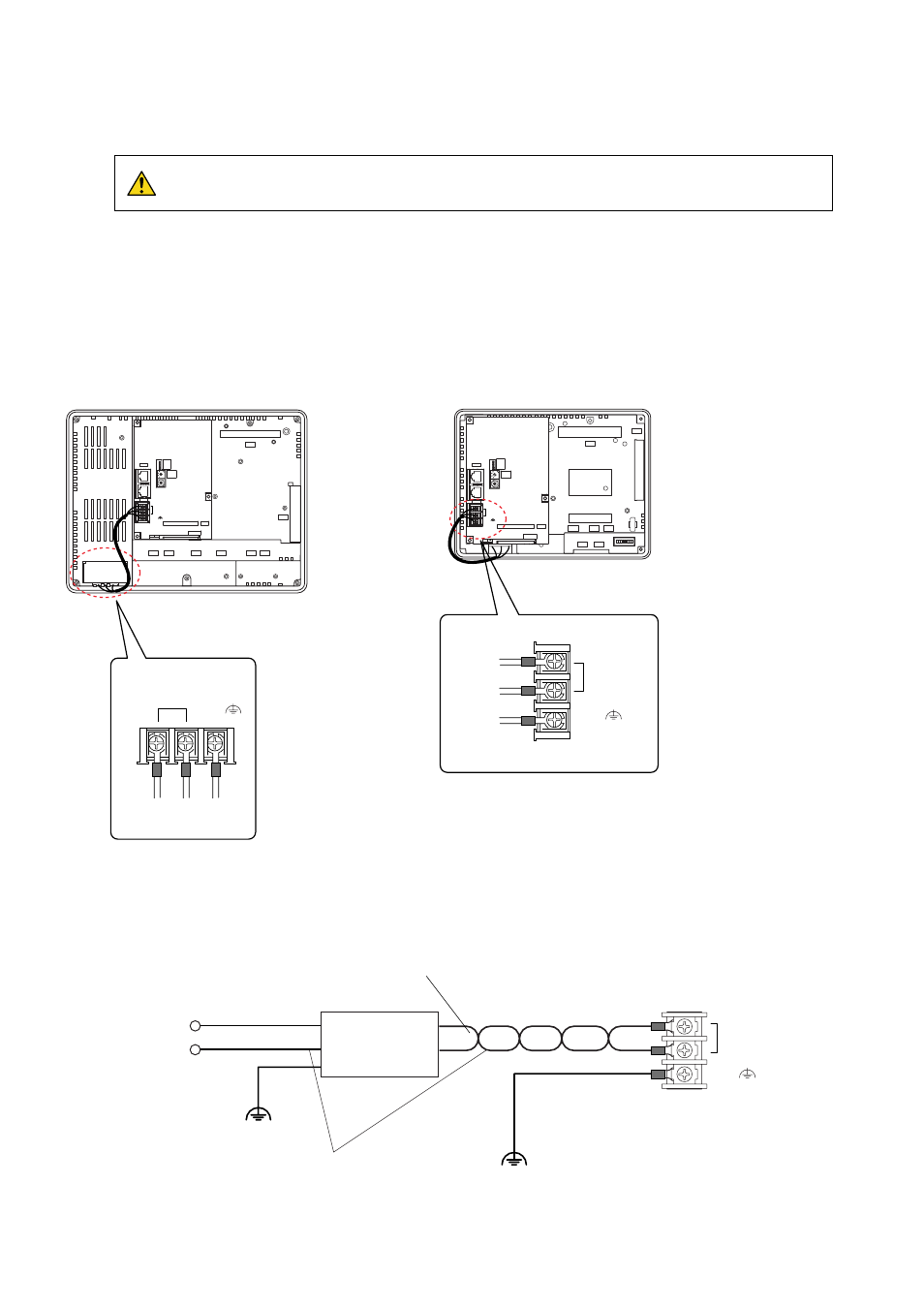 2 power supply cable wiring, 1) power supply cable wiring, Warning | 24v dc + - fg | Epson FEH300b User Manual | Page 36 / 46