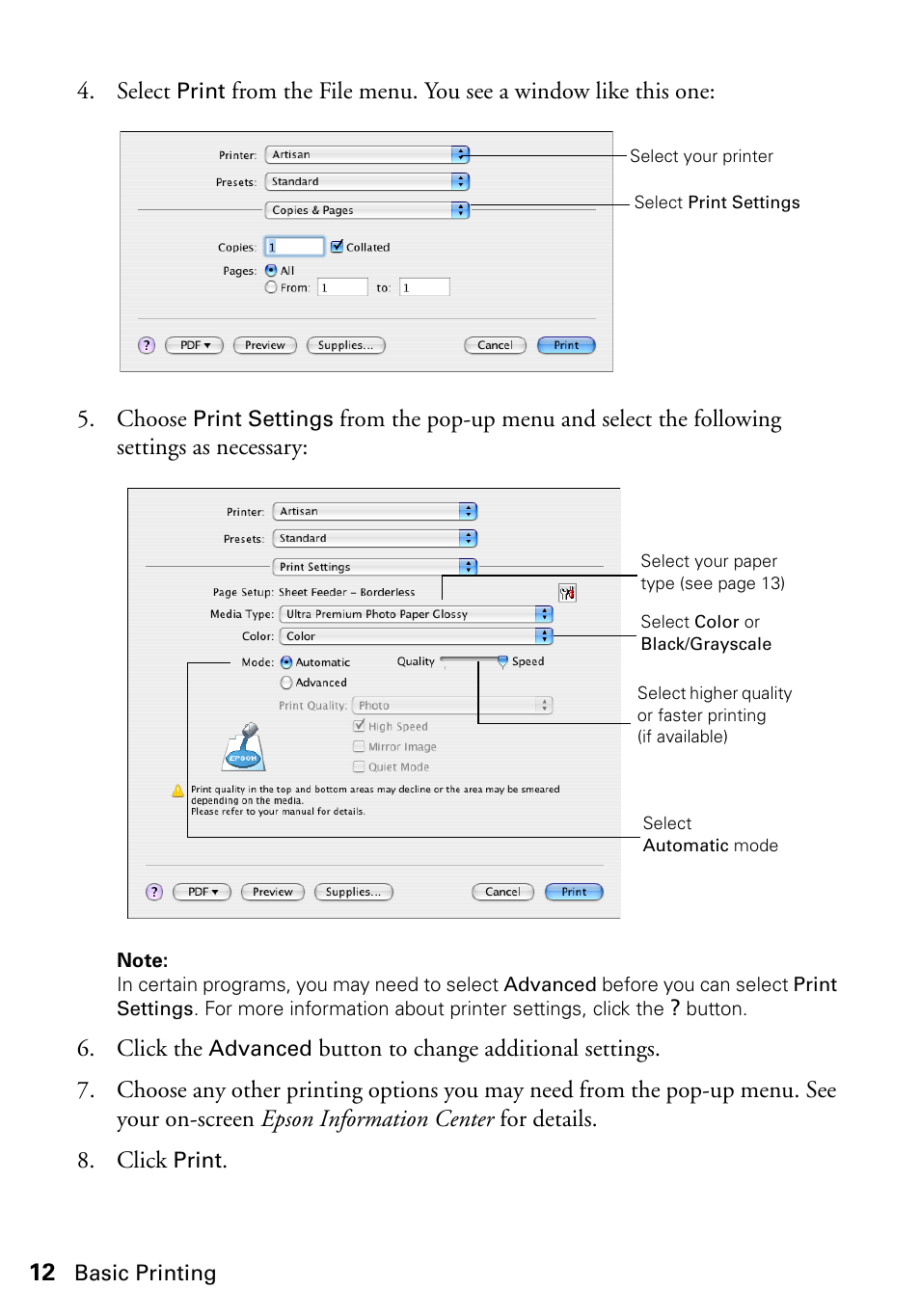 Epson Artisan 50 Series User Manual | Page 12 / 36