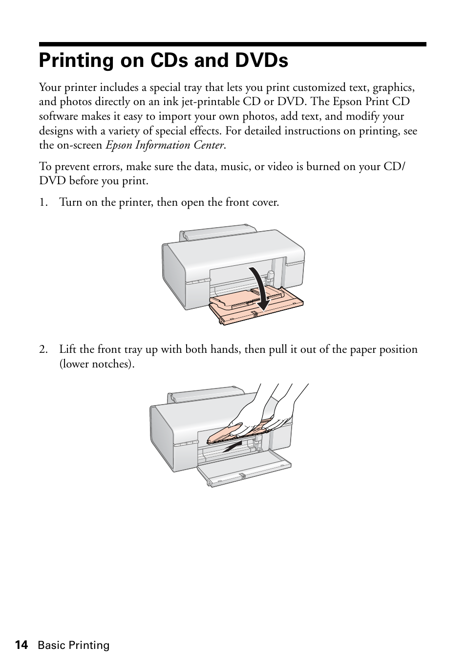 Printing on cds and dvds | Epson Artisan 50 Series User Manual | Page 14 / 36