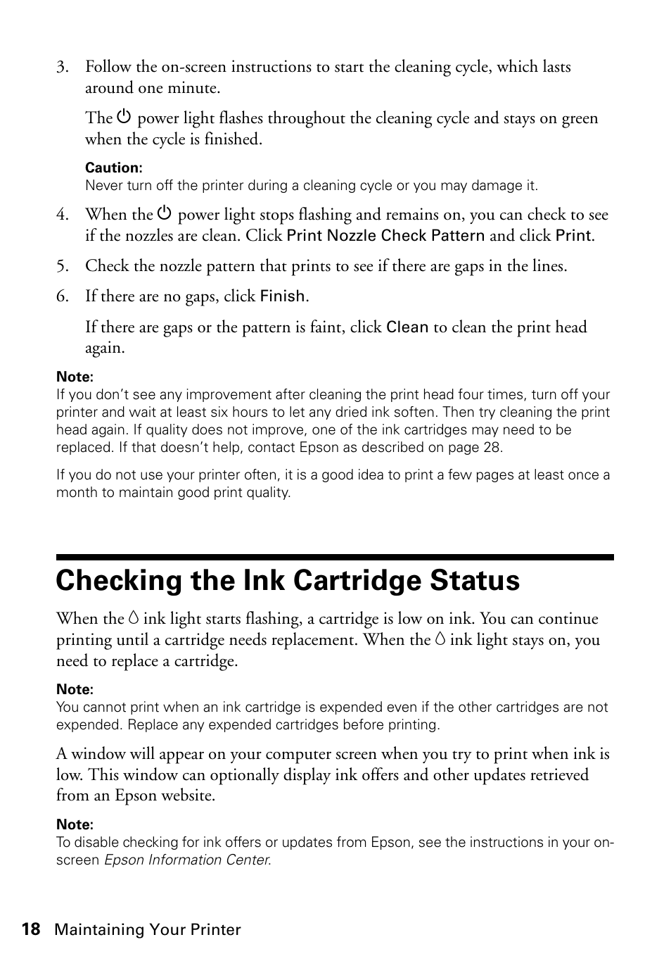 Checking the ink cartridge status | Epson Artisan 50 Series User Manual | Page 18 / 36