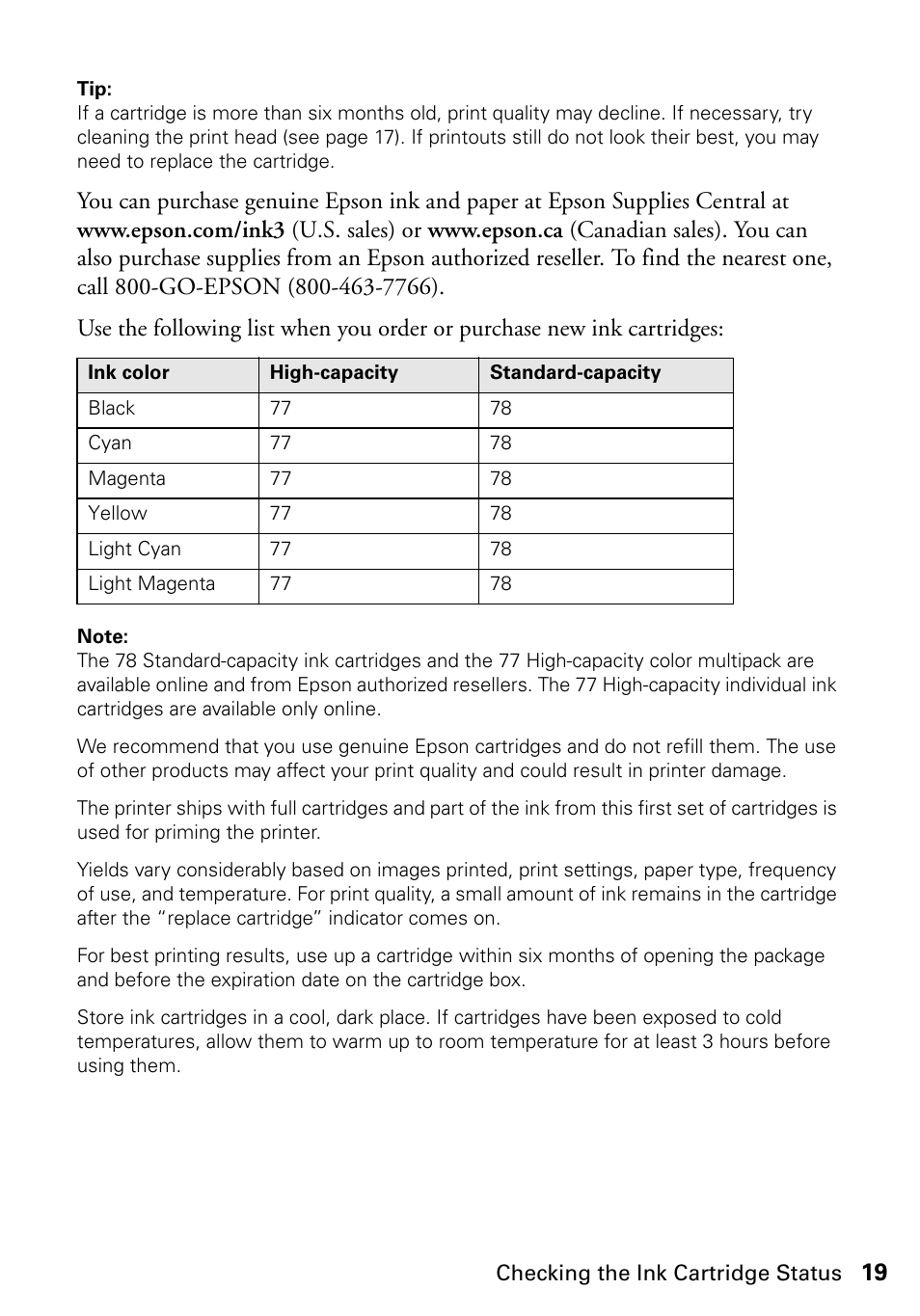 Epson Artisan 50 Series User Manual | Page 19 / 36