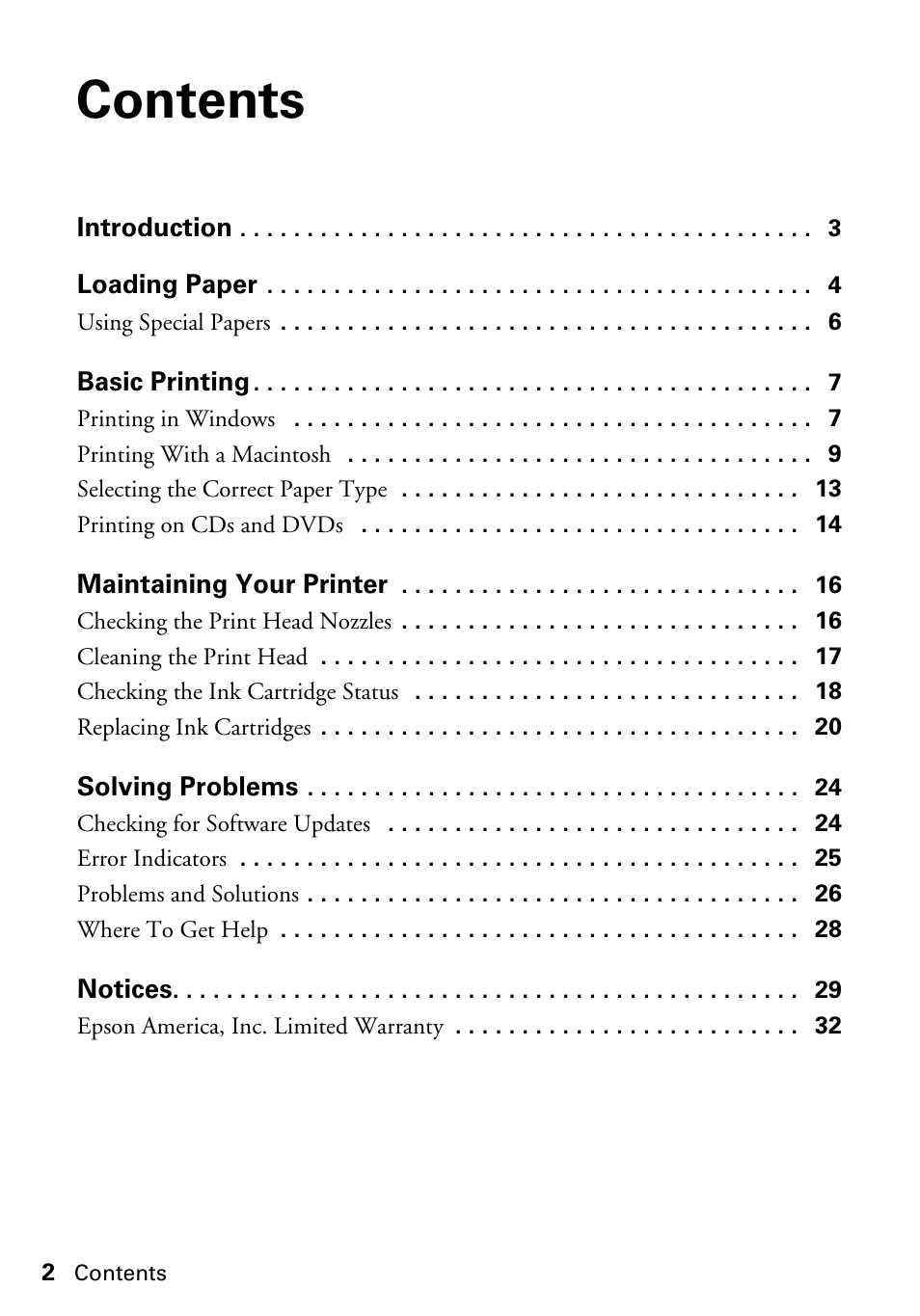 Epson Artisan 50 Series User Manual | Page 2 / 36