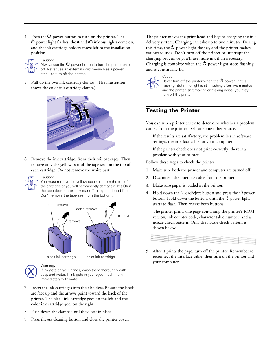 Testing the printer, Epson stylus photo 700 | Epson Stylus Photo 700 User Manual | Page 7 / 12