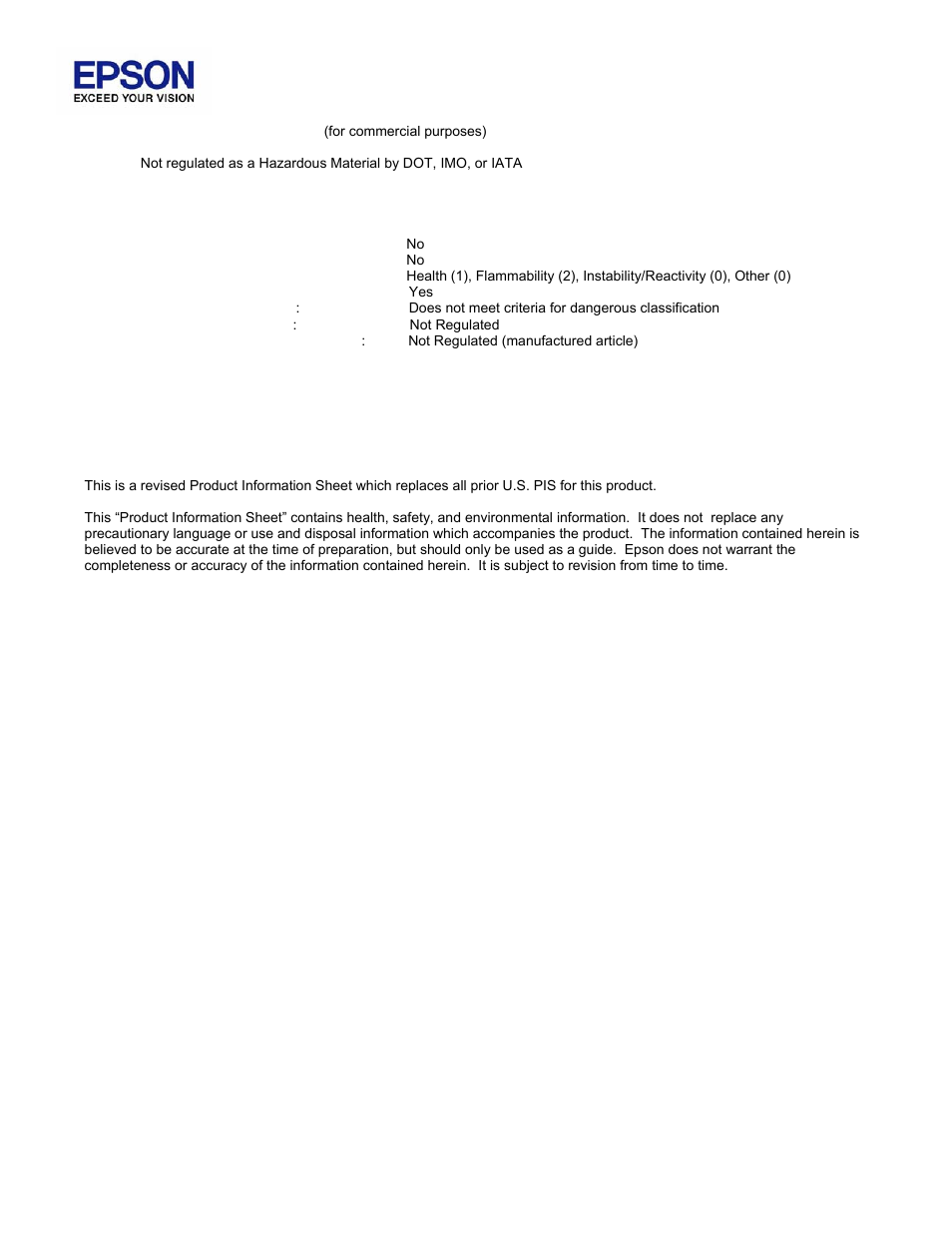 Epson MSDS T6244 User Manual | Page 4 / 4