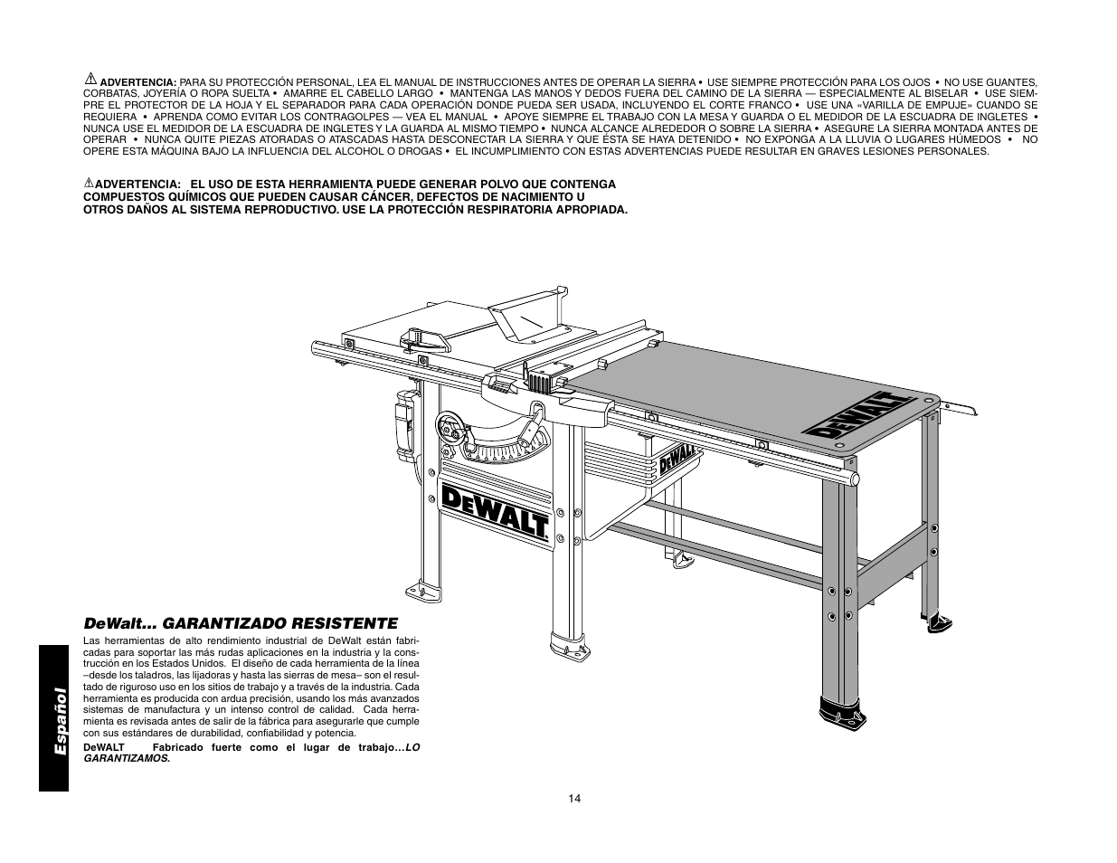 Español, Dewalt… garantizado resistente | Epson DW7464 User Manual | Page 18 / 24