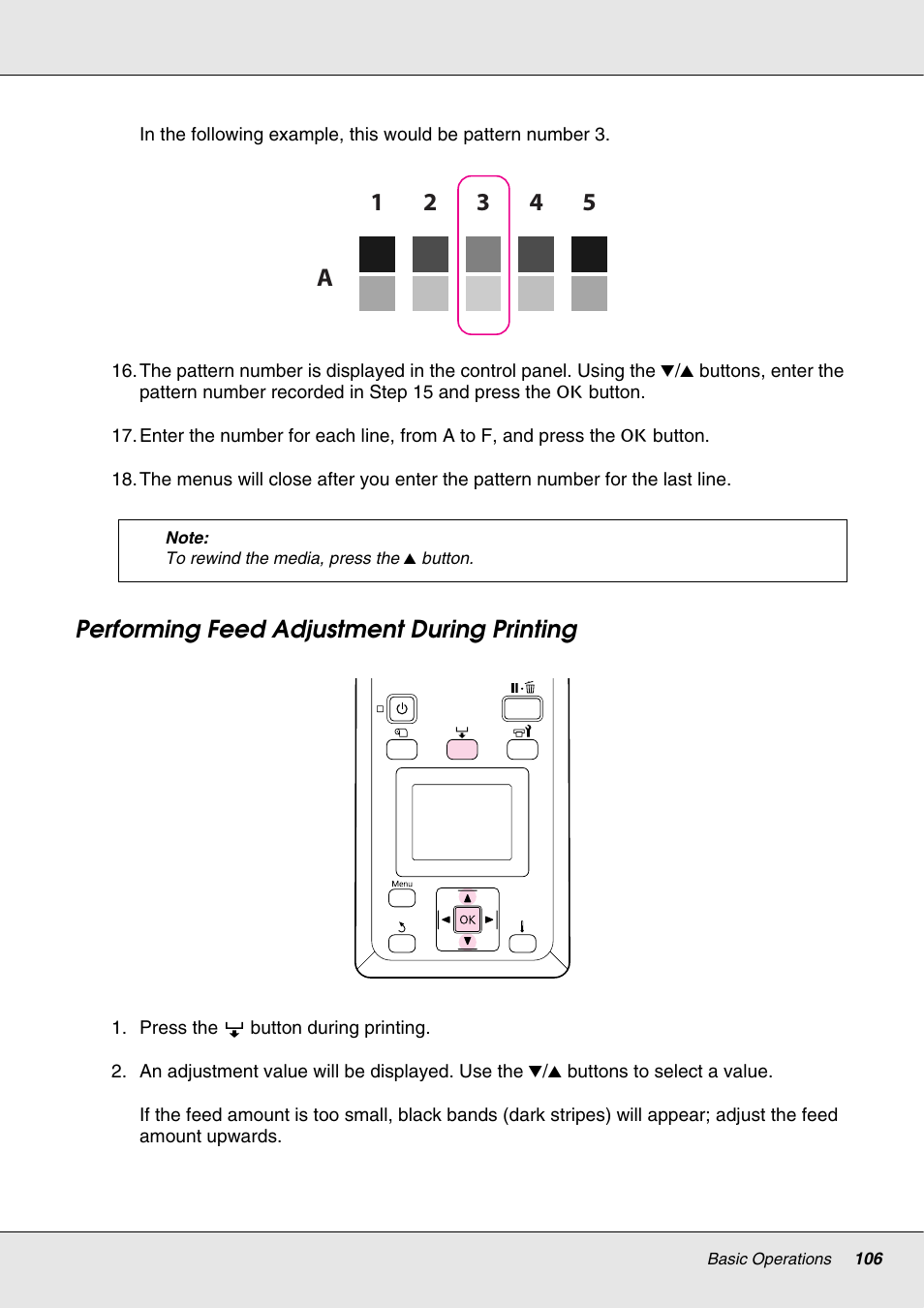 Performing feed adjustment during printing | Epson S70670 User Manual | Page 106 / 193