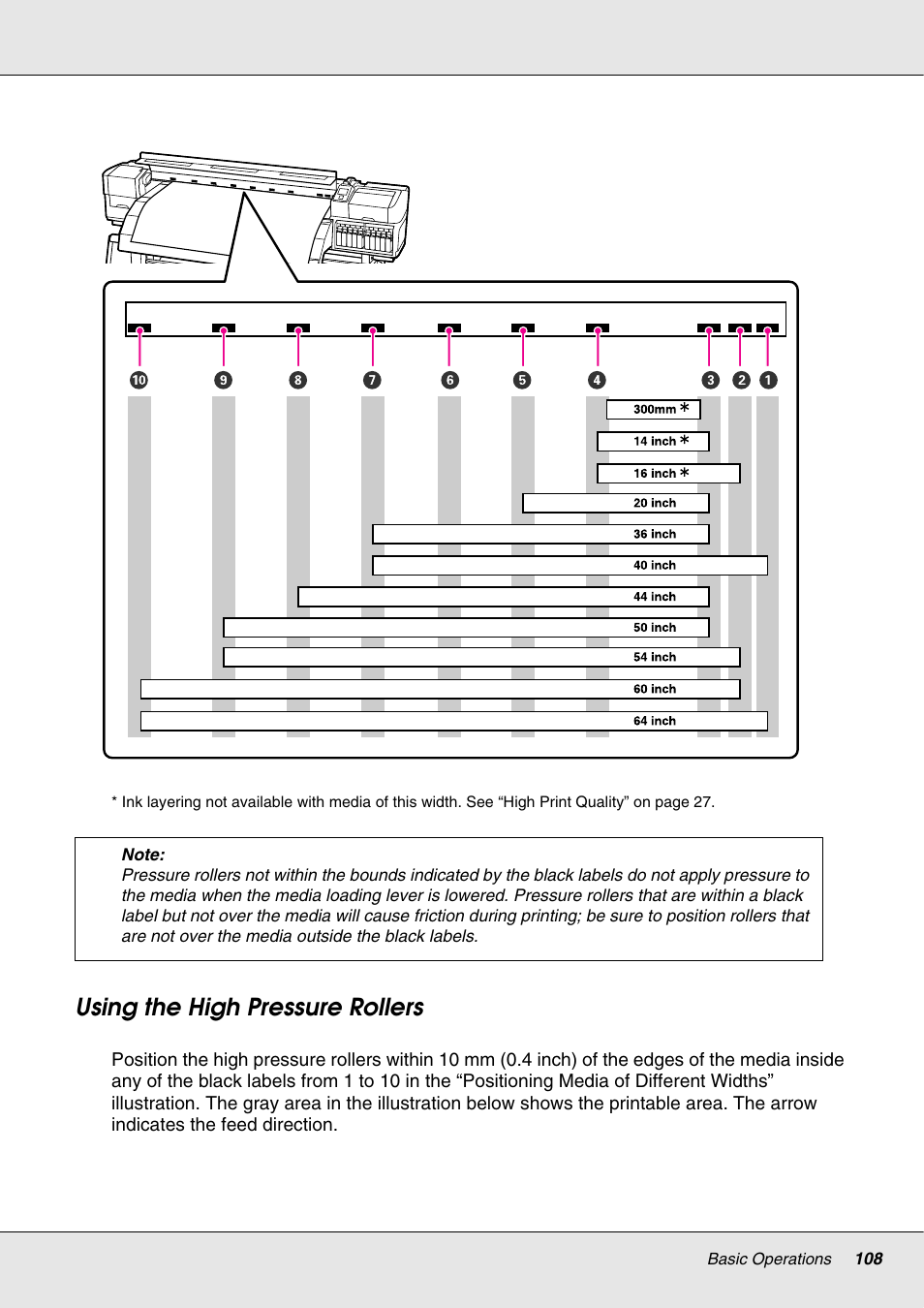 Using the high pressure rollers | Epson S70670 User Manual | Page 108 / 193