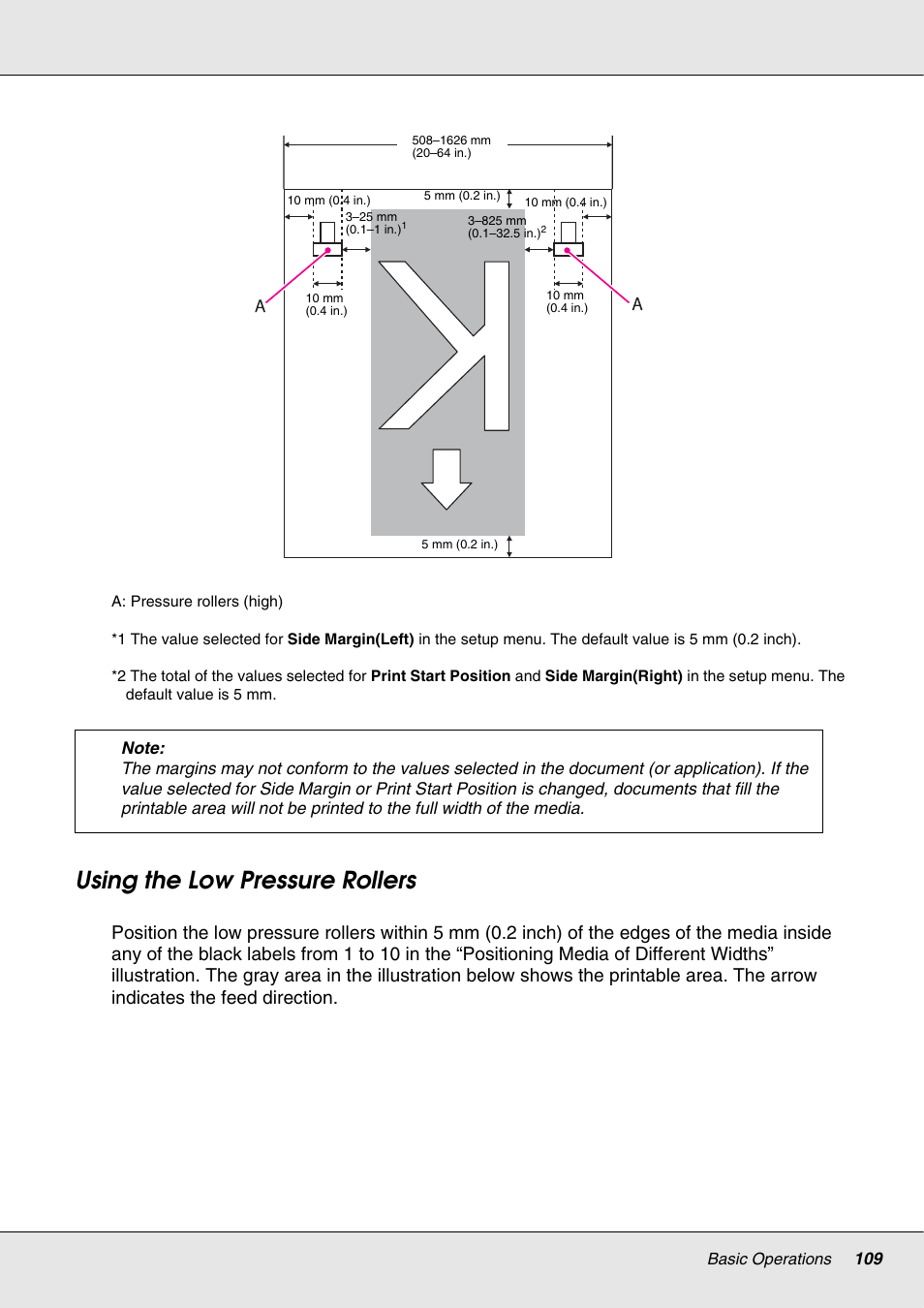 Using the low pressure rollers | Epson S70670 User Manual | Page 109 / 193