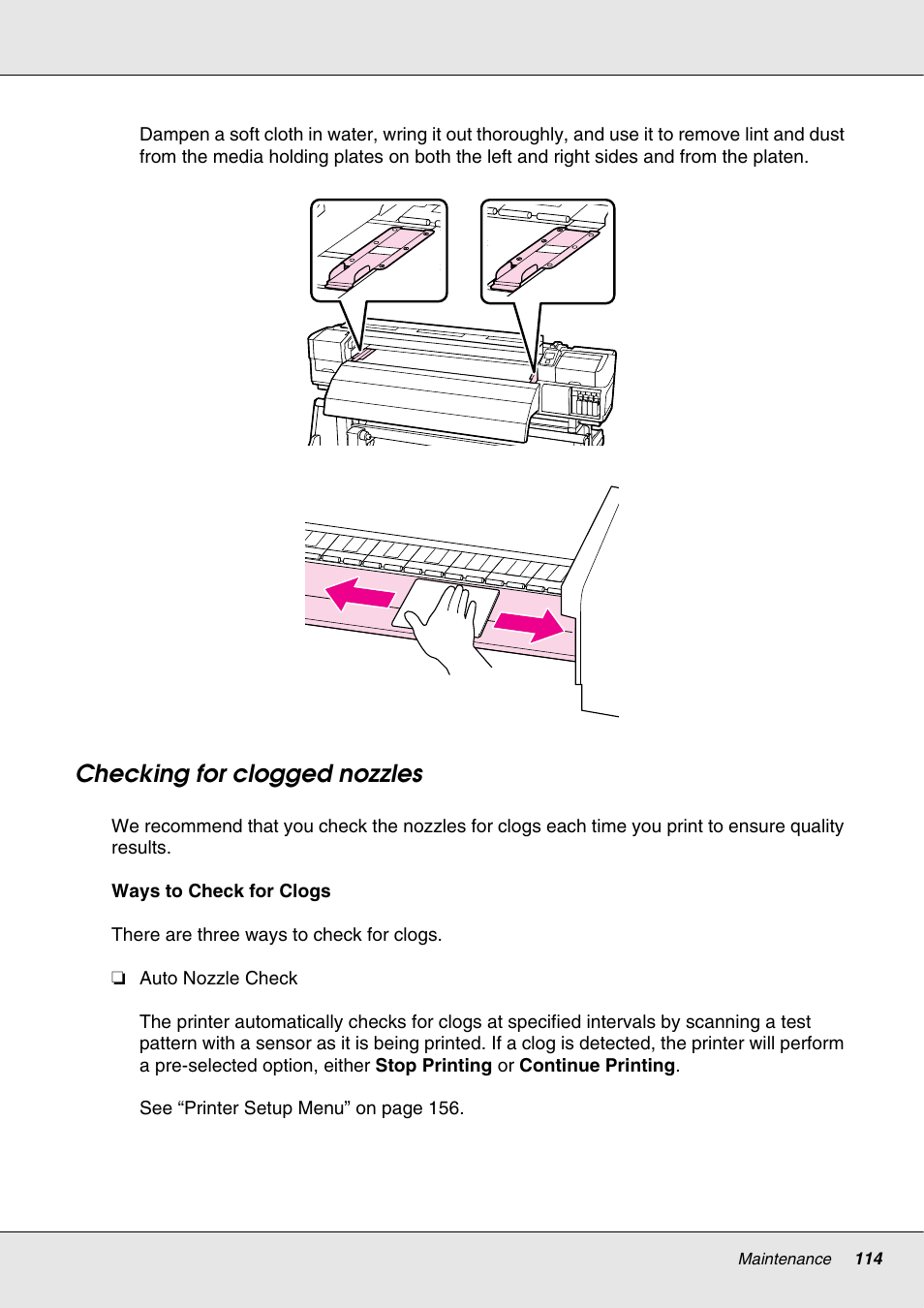 Checking for clogged nozzles | Epson S70670 User Manual | Page 114 / 193