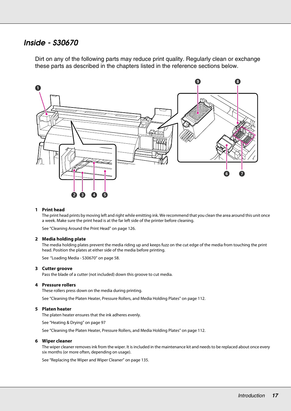 Inside - s30670 | Epson S70670 User Manual | Page 17 / 193