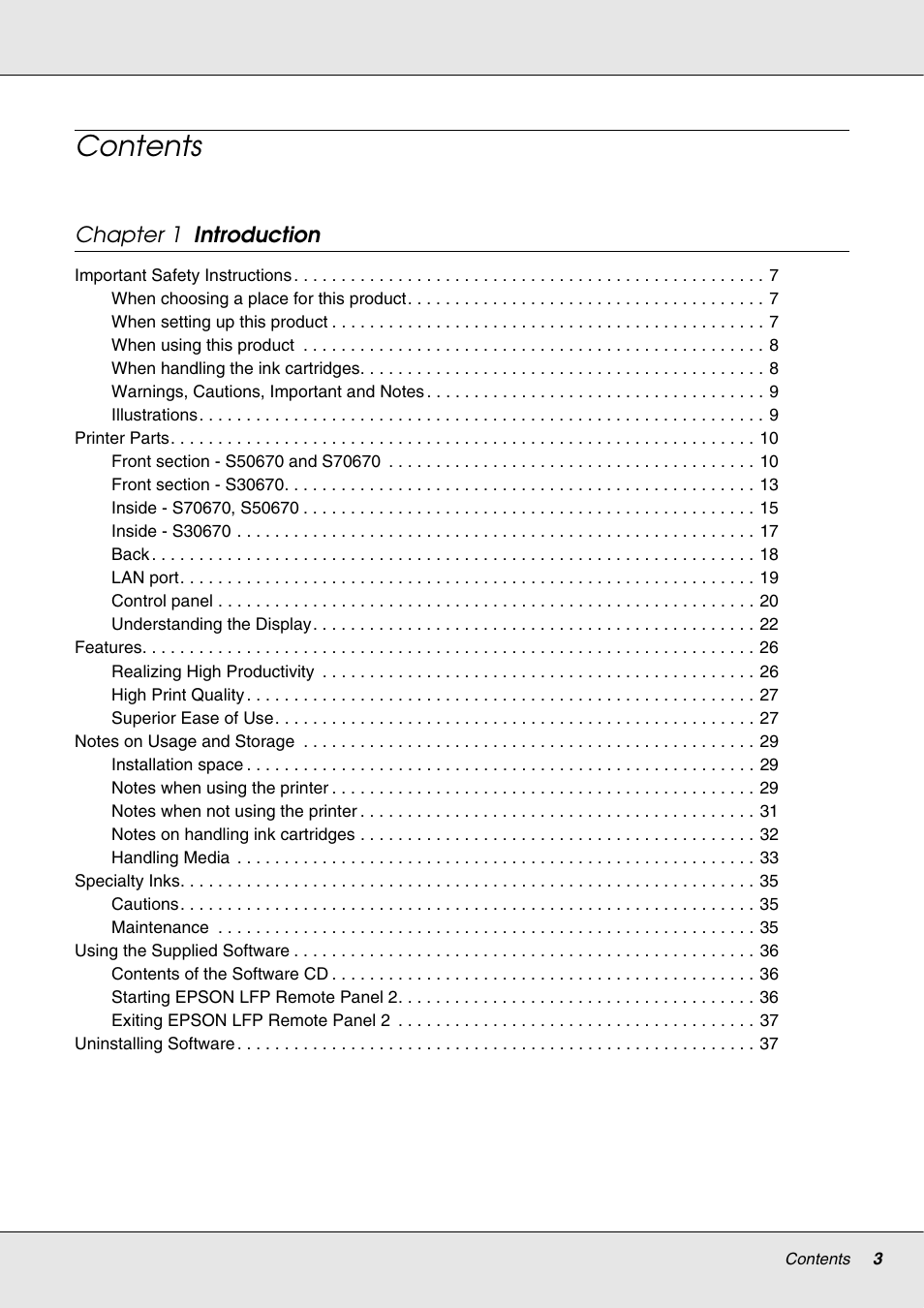 Epson S70670 User Manual | Page 3 / 193